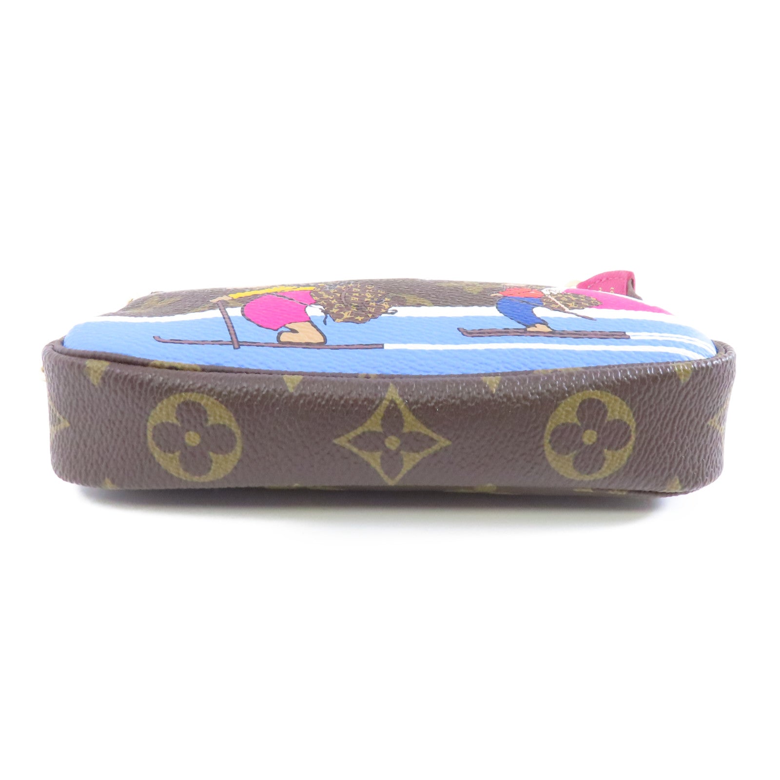 LOUIS VUITTON Monogram Pochette Accessories金扣手挽袋棕色