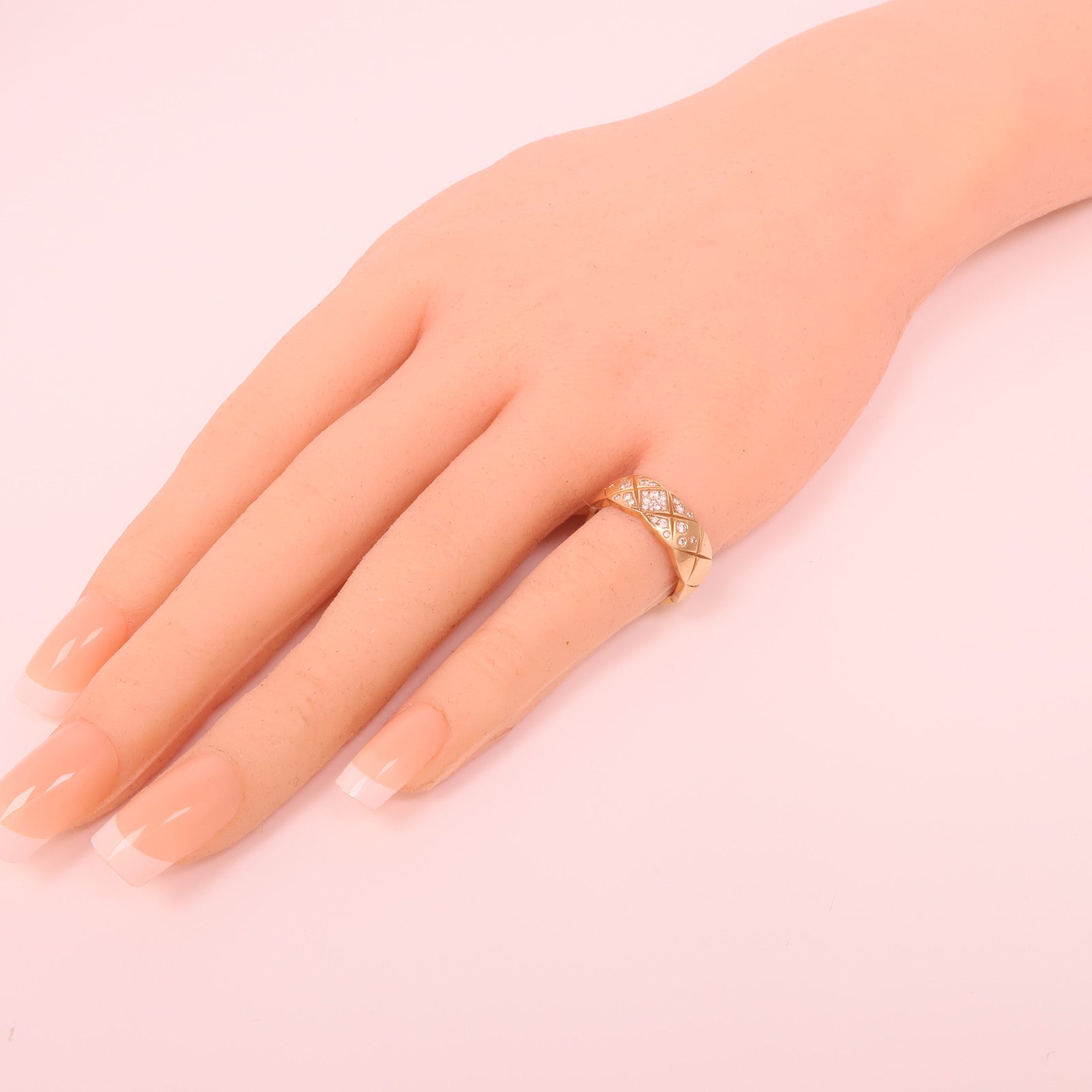 CHANEL 18K玫瑰金Coco Crush Diamond Ring鑽石戒指US#5/Chanel#50