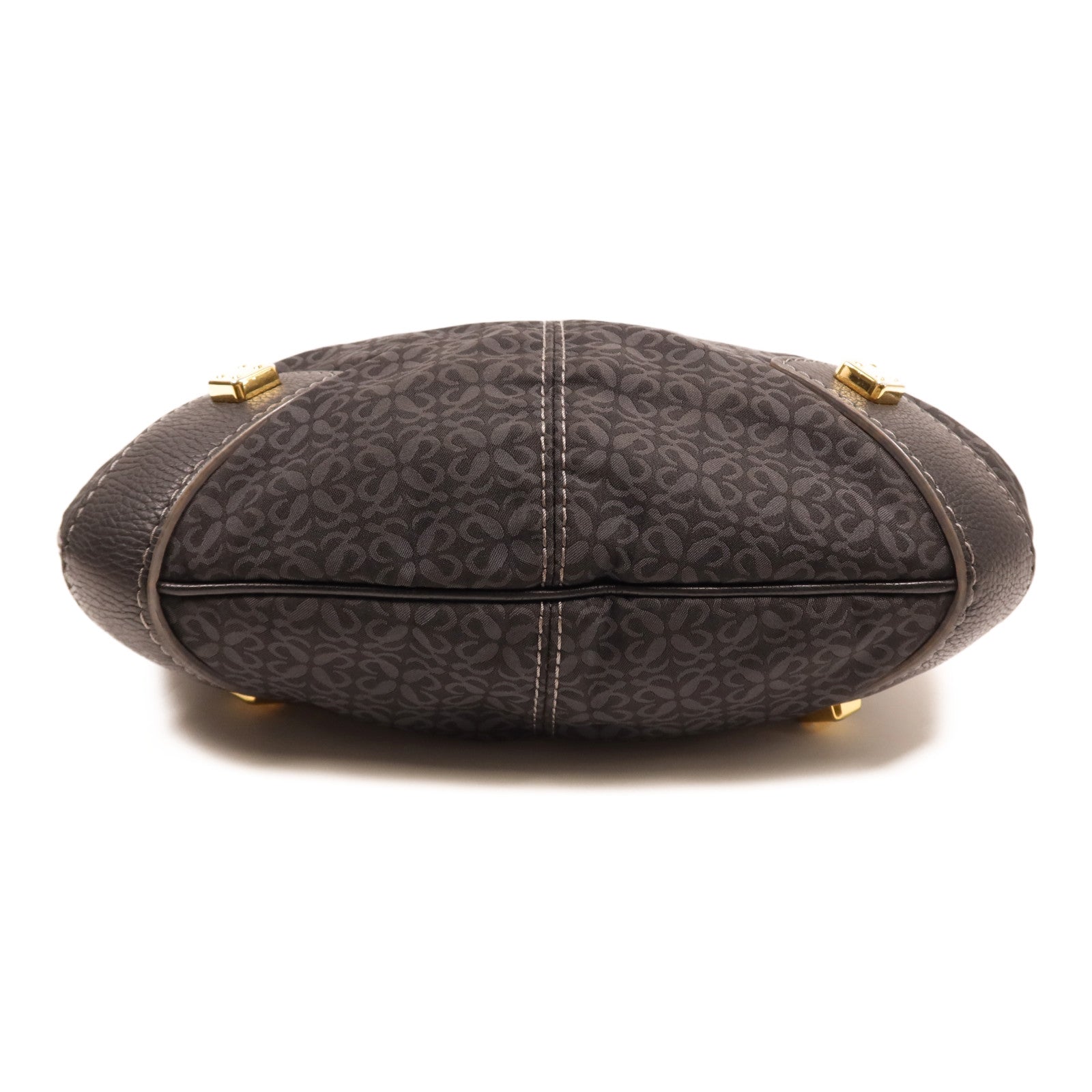 LOEWE 帆布/牛皮皮革Vintage Shoulder Bag金扣肩背袋