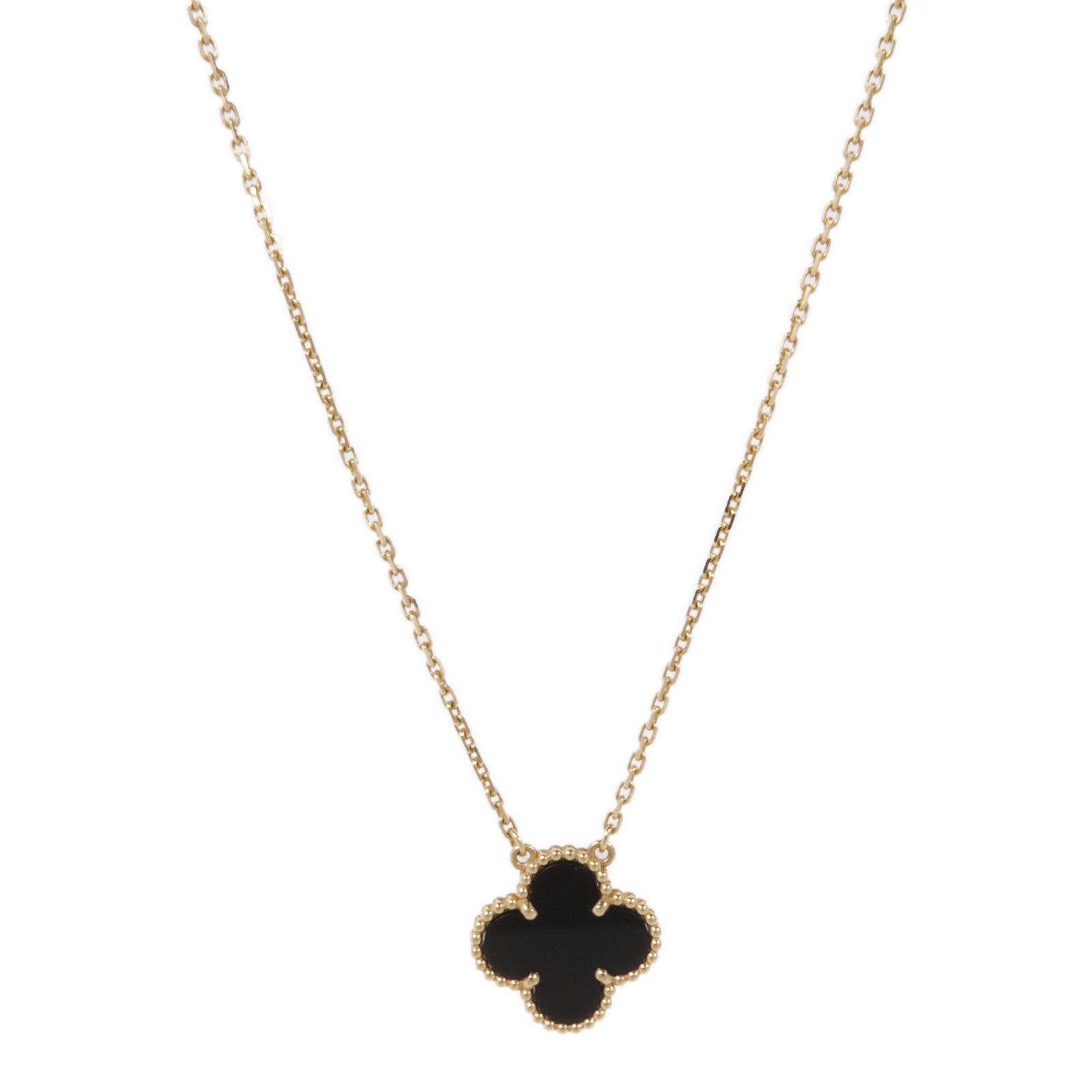 Van Cleef & Arpels 18K黃金Onxy Vintage Alhambra項鍊