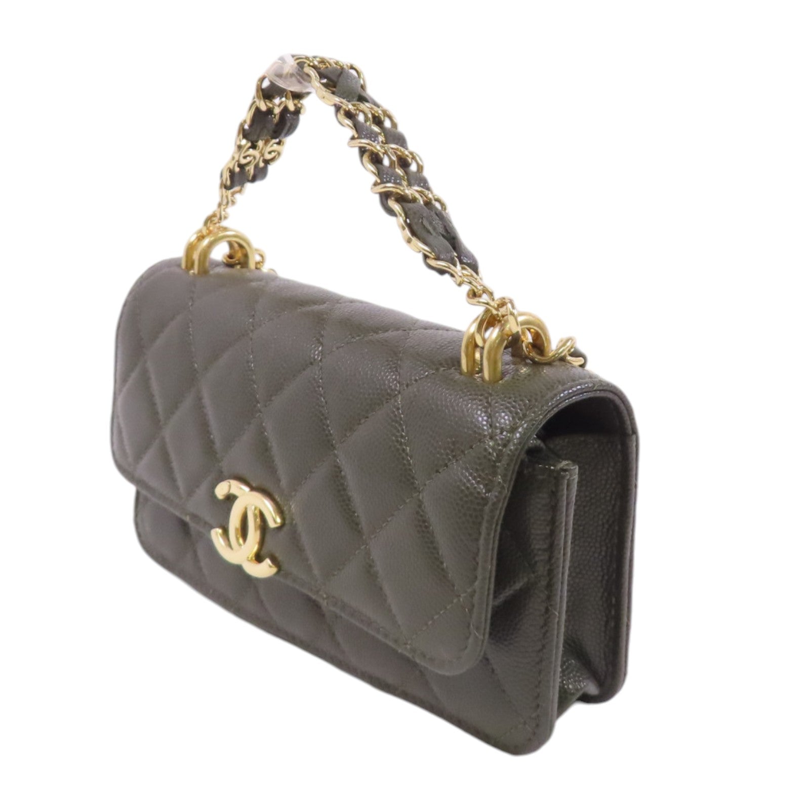 CHANEL 牛皮皮革Coco First WOC金扣鏈帶肩背袋