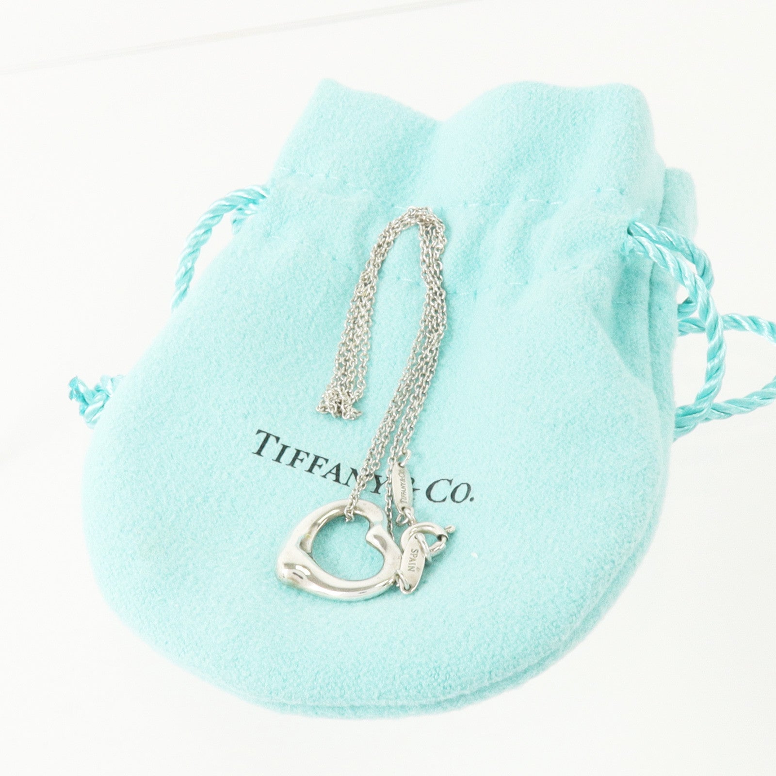 TIFFANY＆CO 925純銀Elsa Peretti Open Heart Necklace項鏈