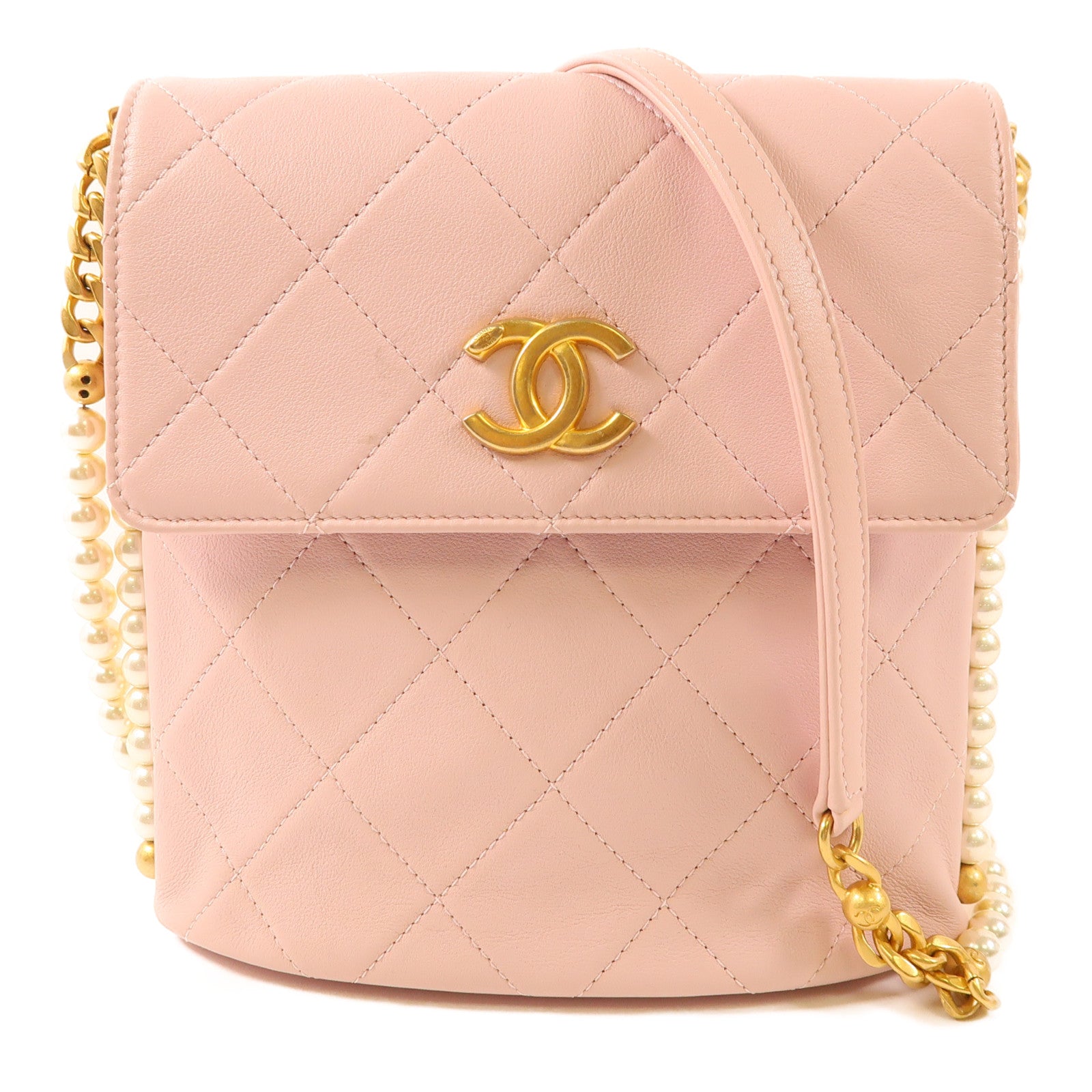 CHANEL 羊皮皮革Chain Shoulder金扣鏈帶肩背袋