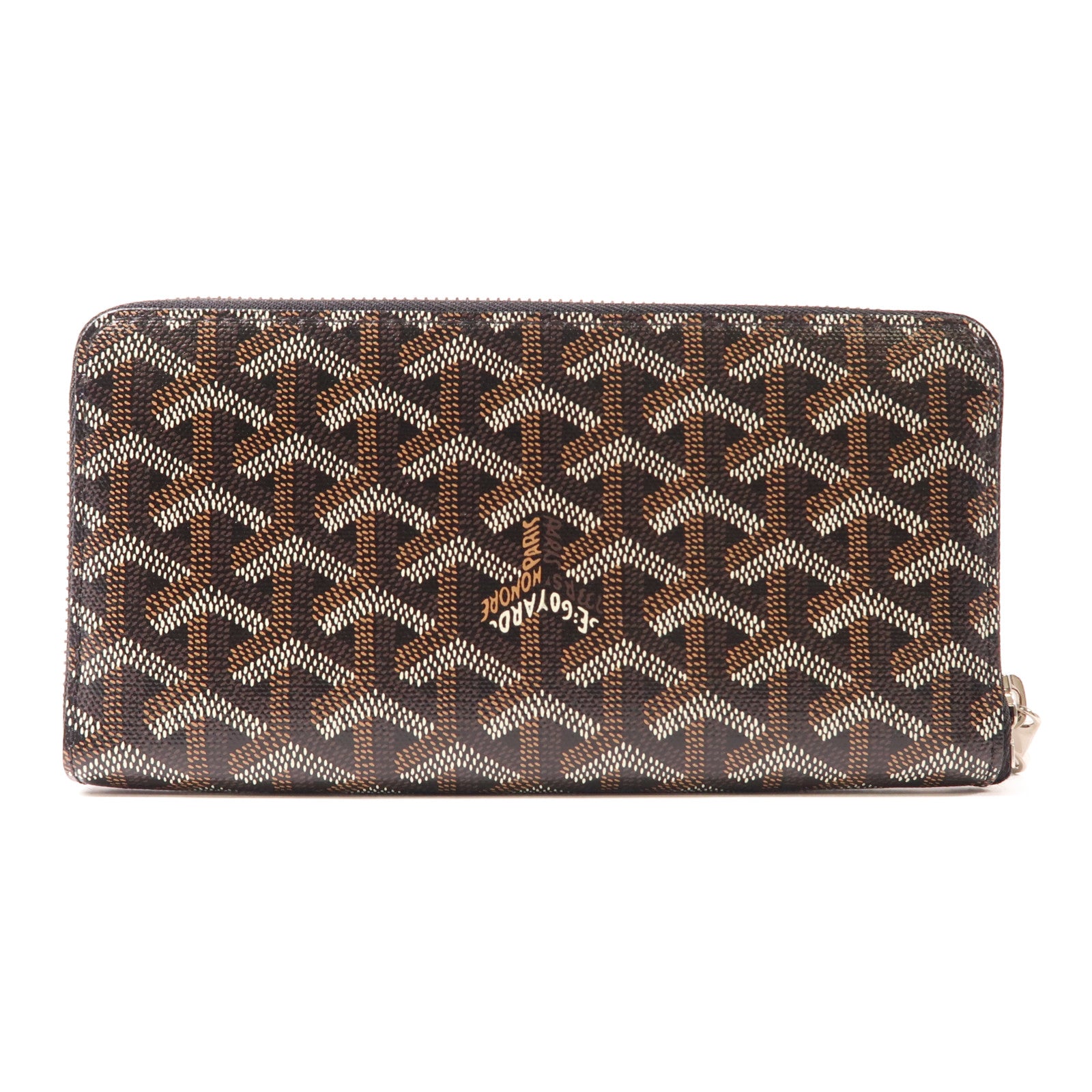 GOYARD 塗層帆布/皮革Matignon銀扣長錢包黑色