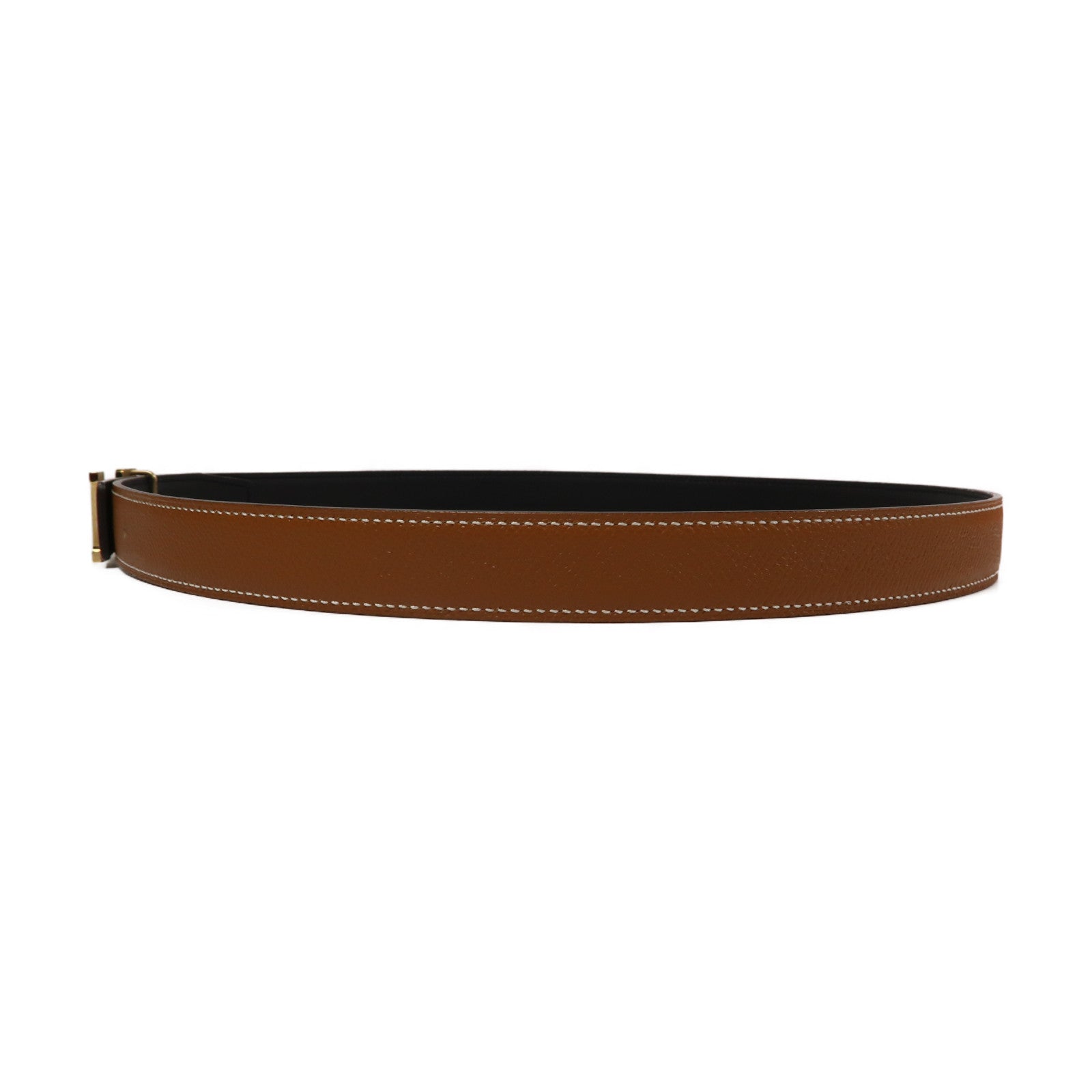HERMES Epsom皮革/Swift皮革H Belt 85cm金扣皮帶經典駝色