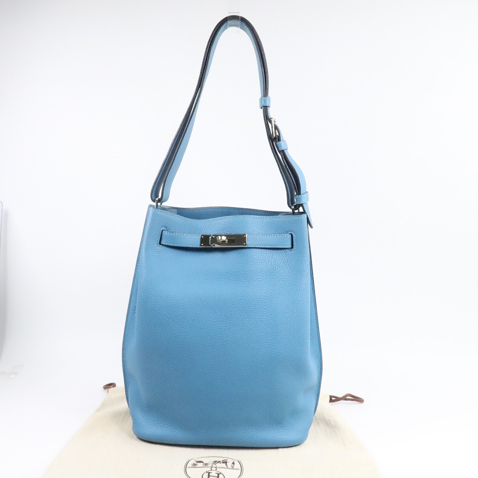 HERMES Clemence皮革So Kelly 22肩背袋Turquoise