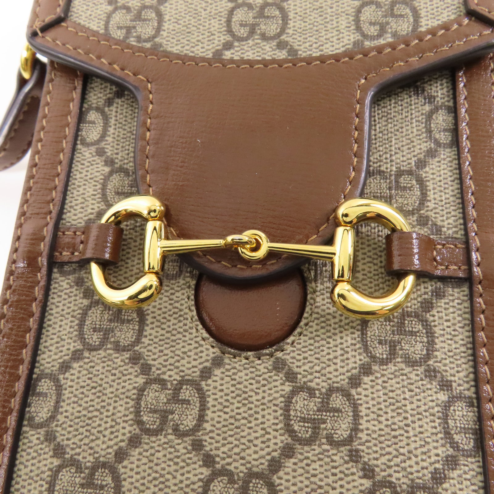 GUCCI 塗層帆布Horsebit 1955 Mini Bag金扣肩背袋