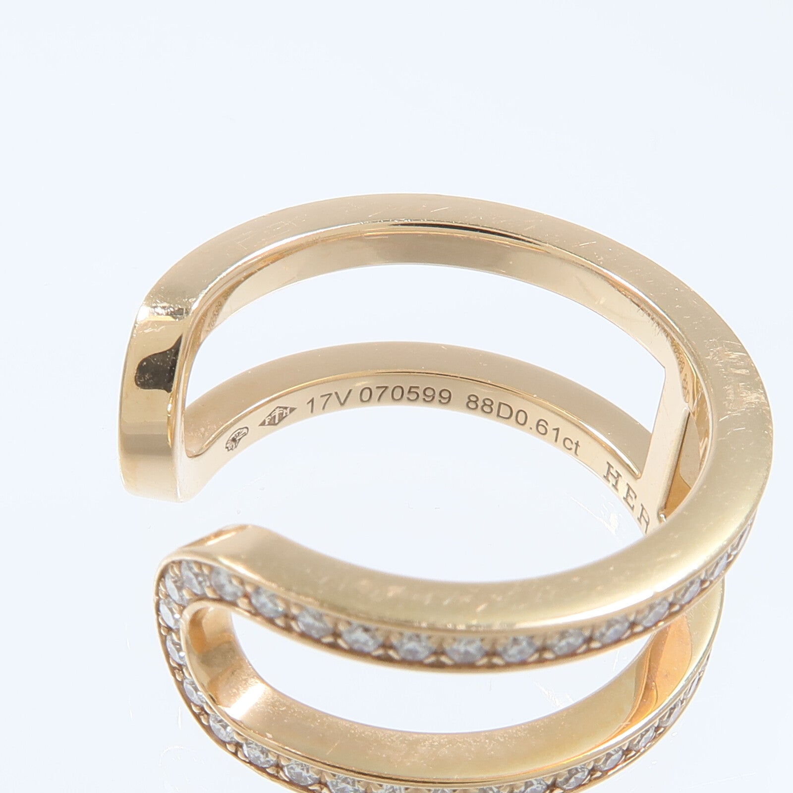 HERMES 18K玫瑰金Ever Chaine d'ancre Ring鑽石戒指