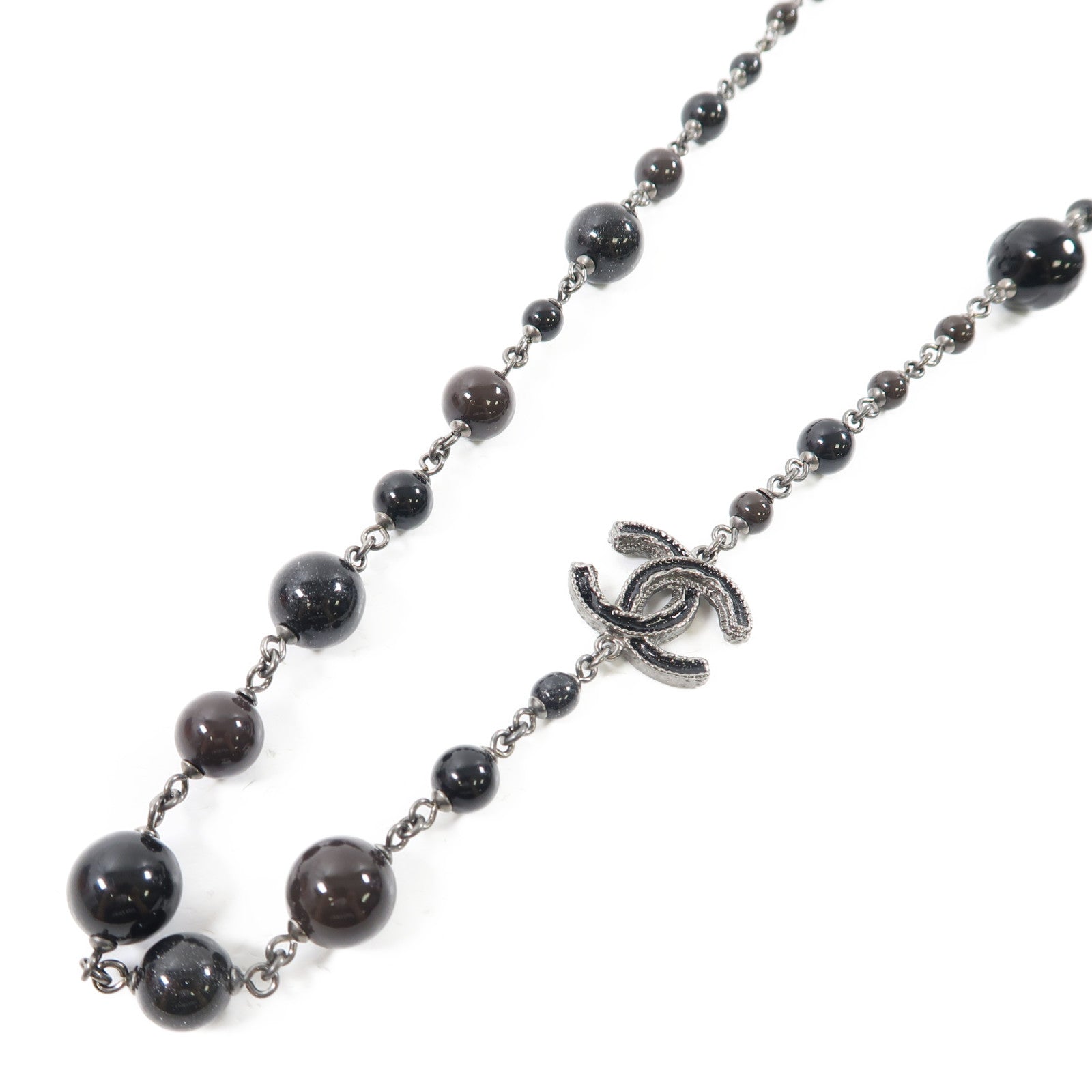 CHANEL 金屬Necklace項鍊黑色/銀色