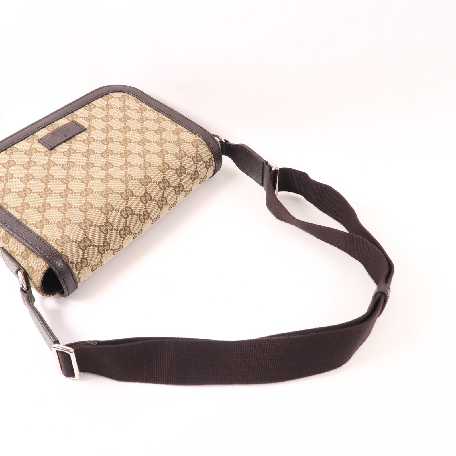 GUCCI 帆布Shoulder Bag銀扣肩背袋