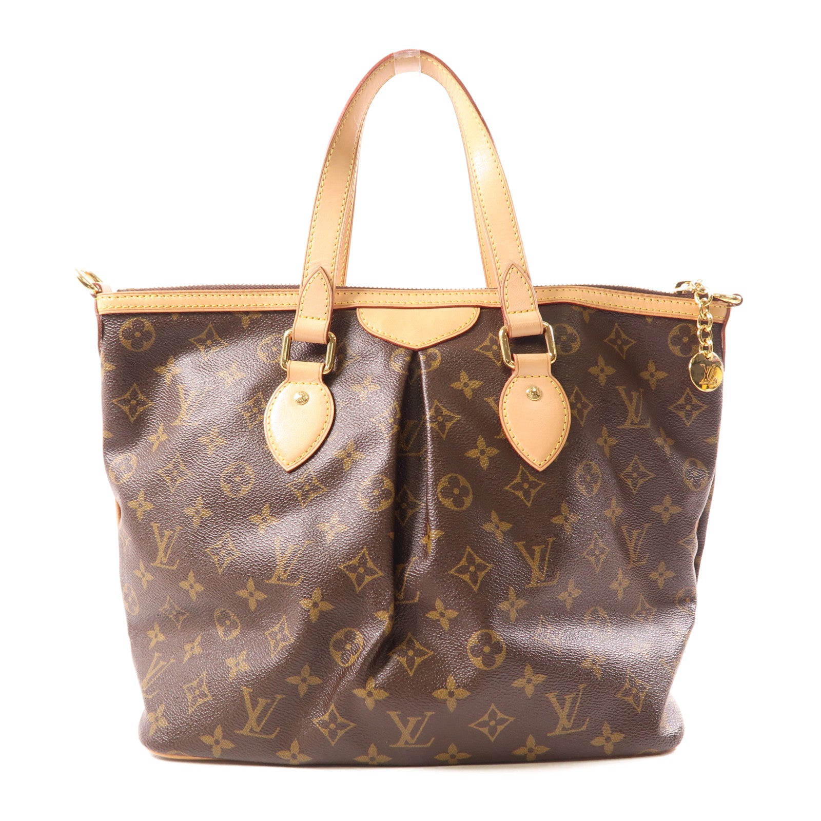 LOUIS VUITTON Monogram Palermo PM金扣手挽肩背兩用袋棕色