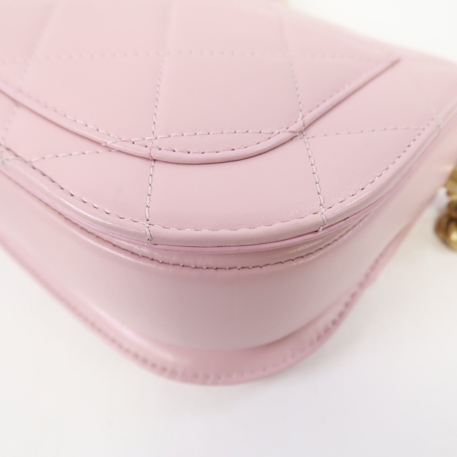 CHANEL 【激減優惠】菱格牛皮皮革Chain Shoulder金扣鏈帶肩背袋粉紅色