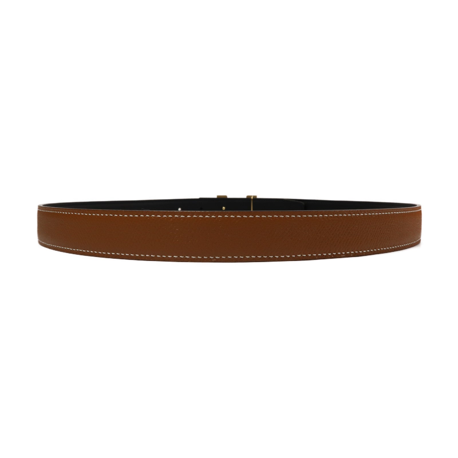 HERMES Epsom皮革/Swift皮革H Belt 85cm金扣皮帶經典駝色