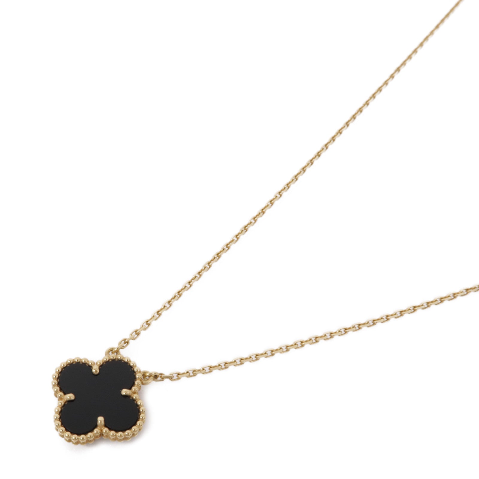 Van Cleef & Arpels 18K黃金Onxy Vintage Alhambra項鍊