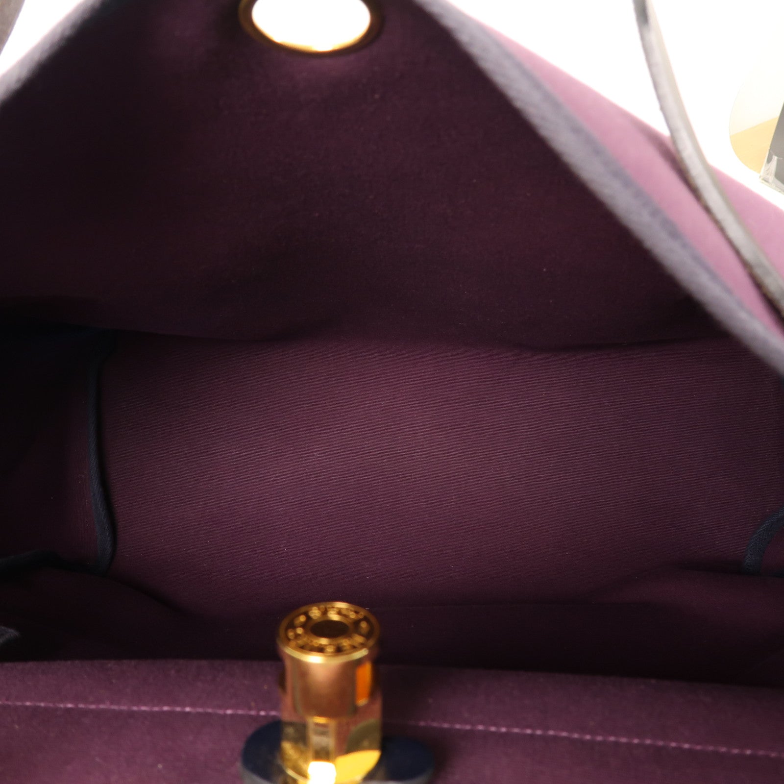 HERMES 帆布Herbag GM金扣手挽肩背兩用袋紫色