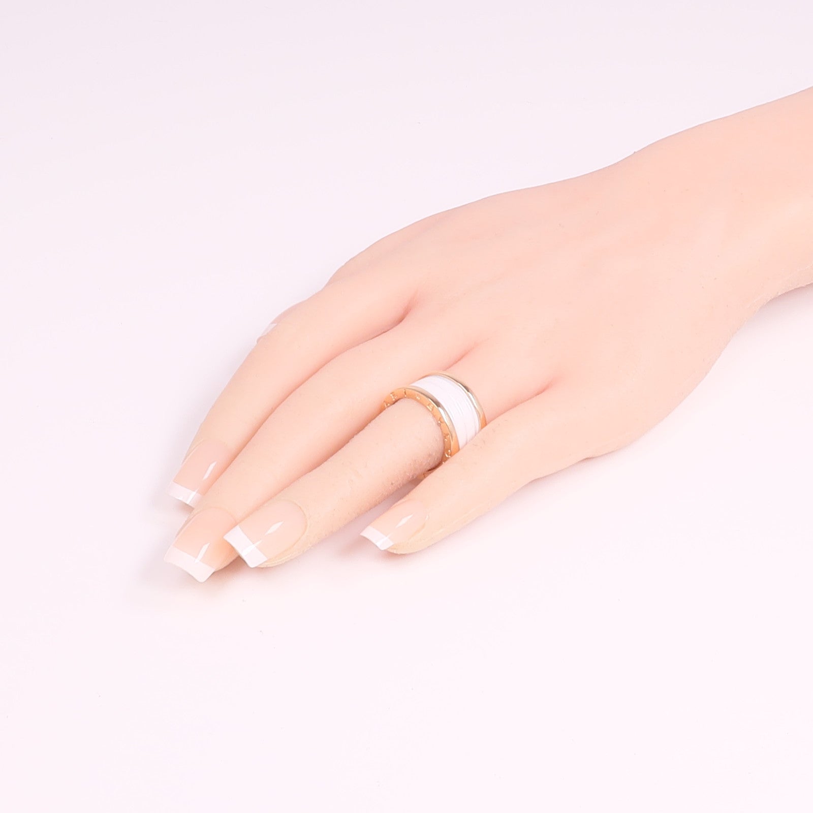 BVLGARI 18K玫瑰金/陶瓷B-zero1戒指BVLGARI#54/US#6.5
