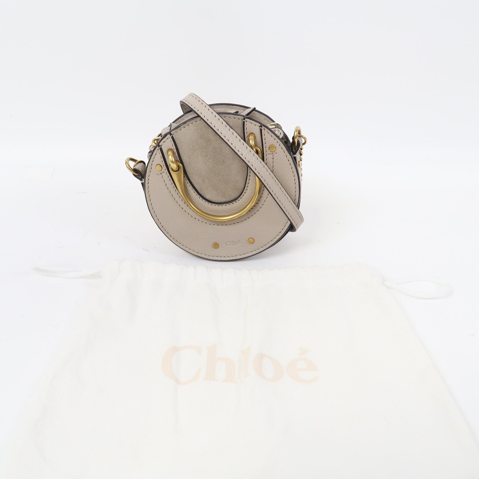 Chloe 牛皮皮革Mini Pixie Deals金扣鏈帶肩背袋灰色
