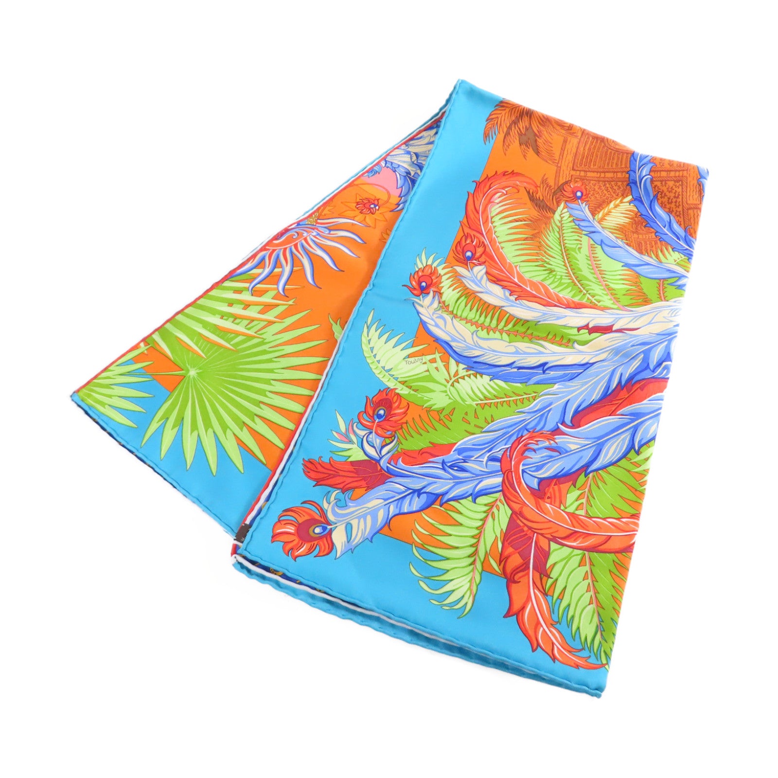 HERMES 絲質90x90 Scarf絲巾橙色/藍色/彩色