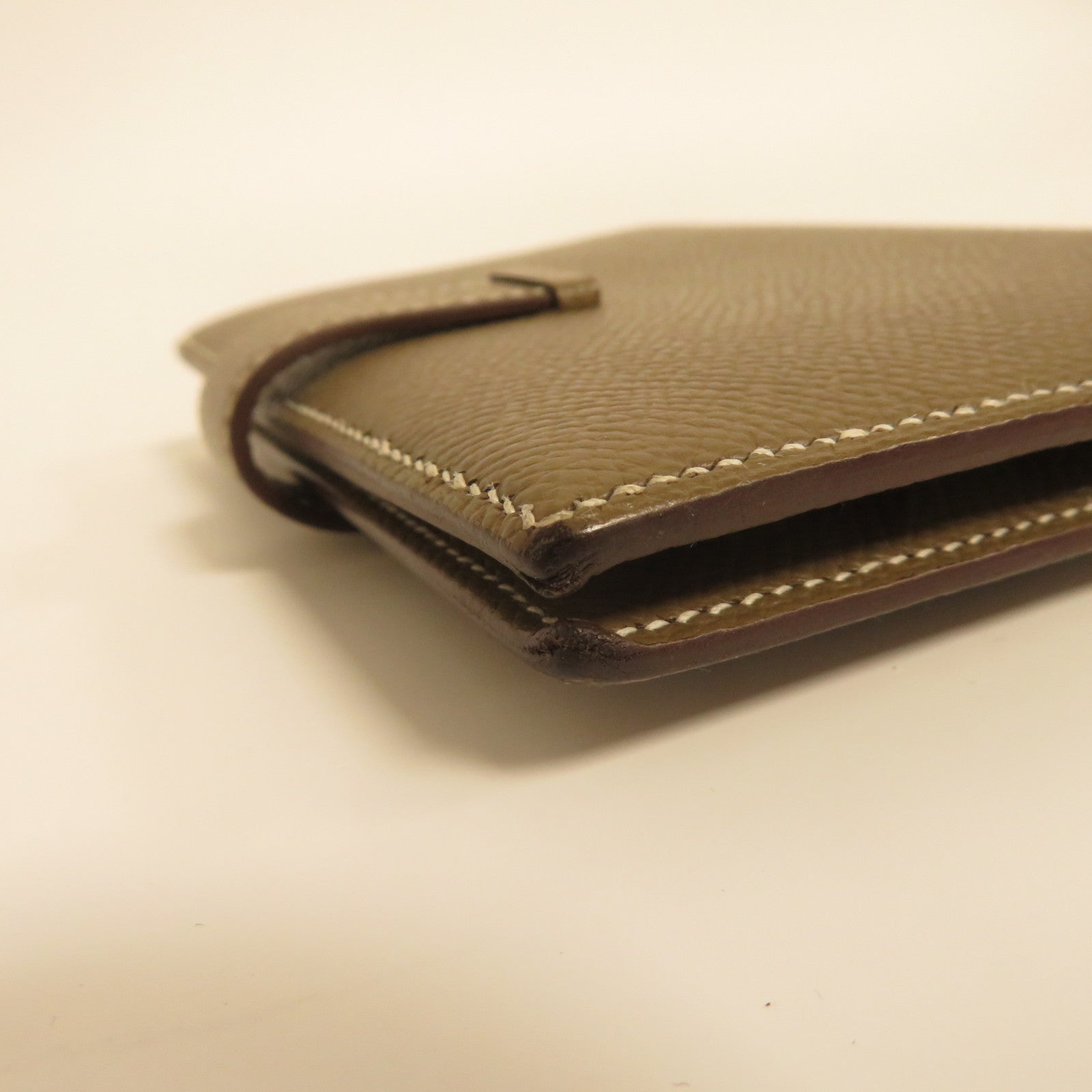 HERMES 【激減優惠】Epsom皮革Bearn Compact Wallet金扣錢包啡色
