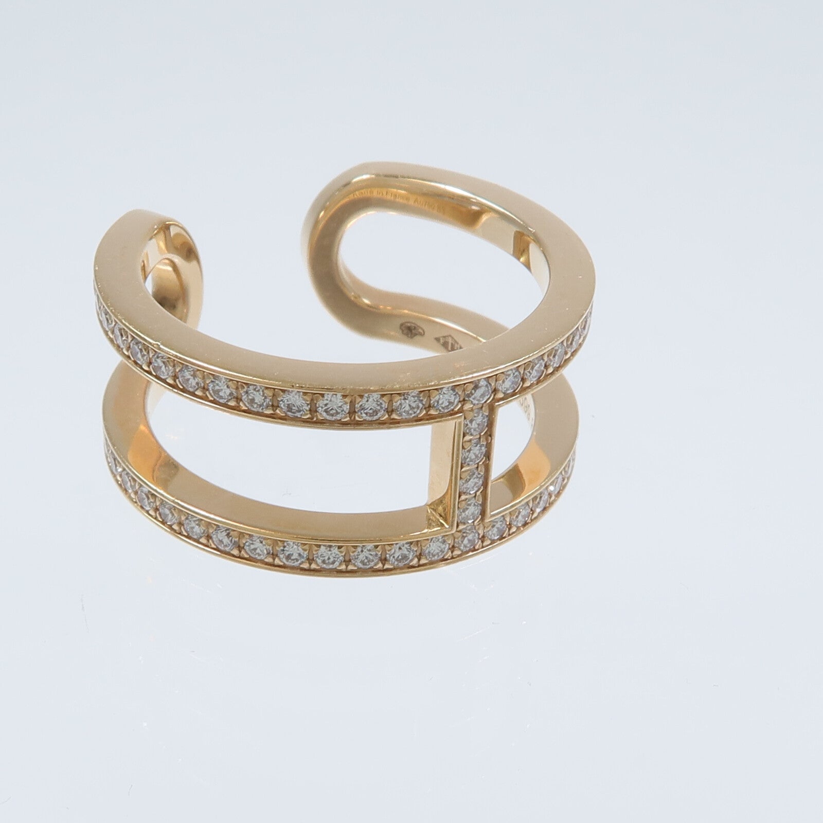HERMES 18K玫瑰金Ever Chaine d'ancre Ring鑽石戒指