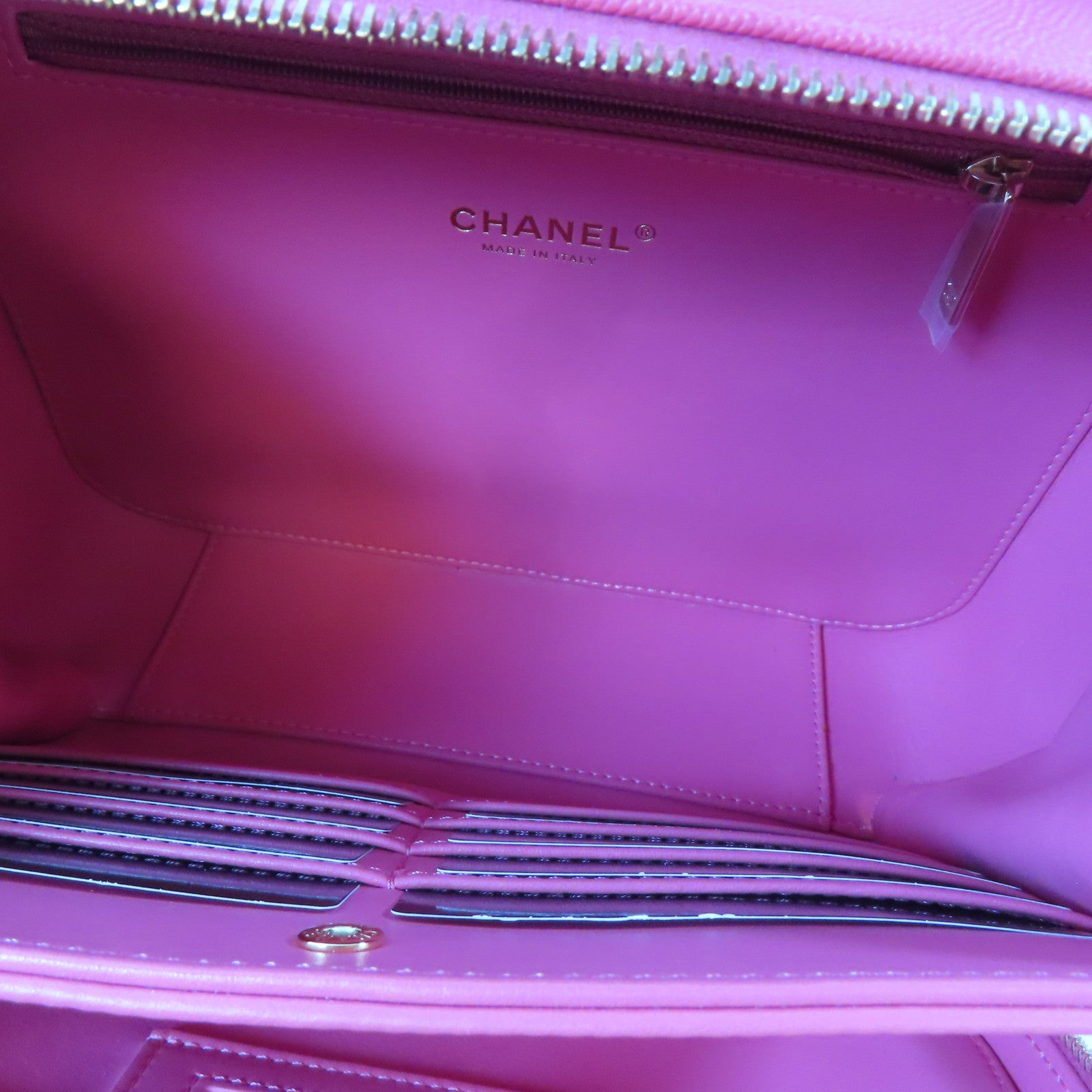 CHANEL 【激減優惠】菱格Caviar皮革Vanity Case金扣手挽肩背兩用袋粉紅色