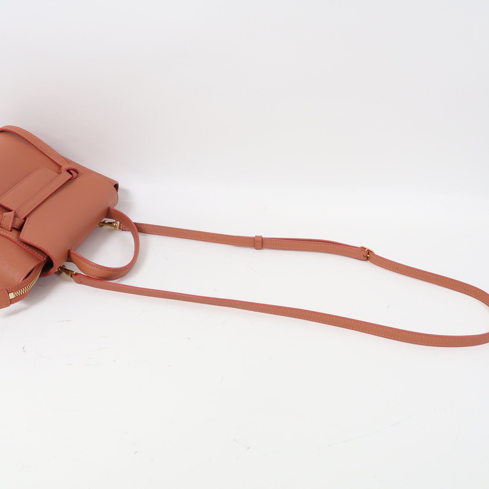 CELINE 牛皮皮革Nano Belt Bag金扣手挽肩背兩用袋粉橙色