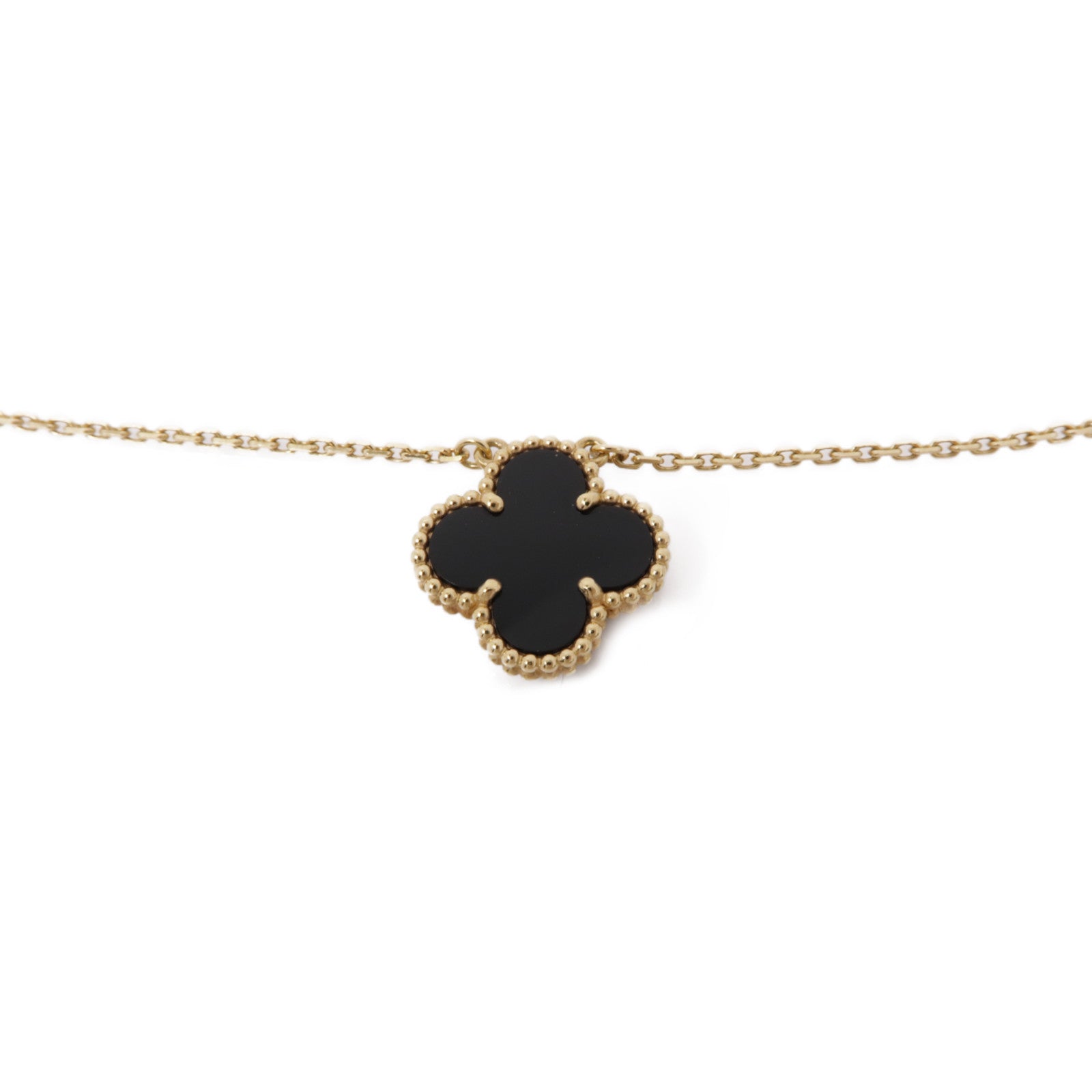 Van Cleef & Arpels 18K黃金Onxy Vintage Alhambra項鍊