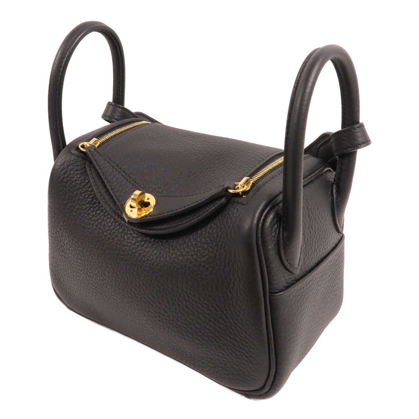 HERMES Clemence皮革Mini Lindy手挽肩背兩用袋Noir