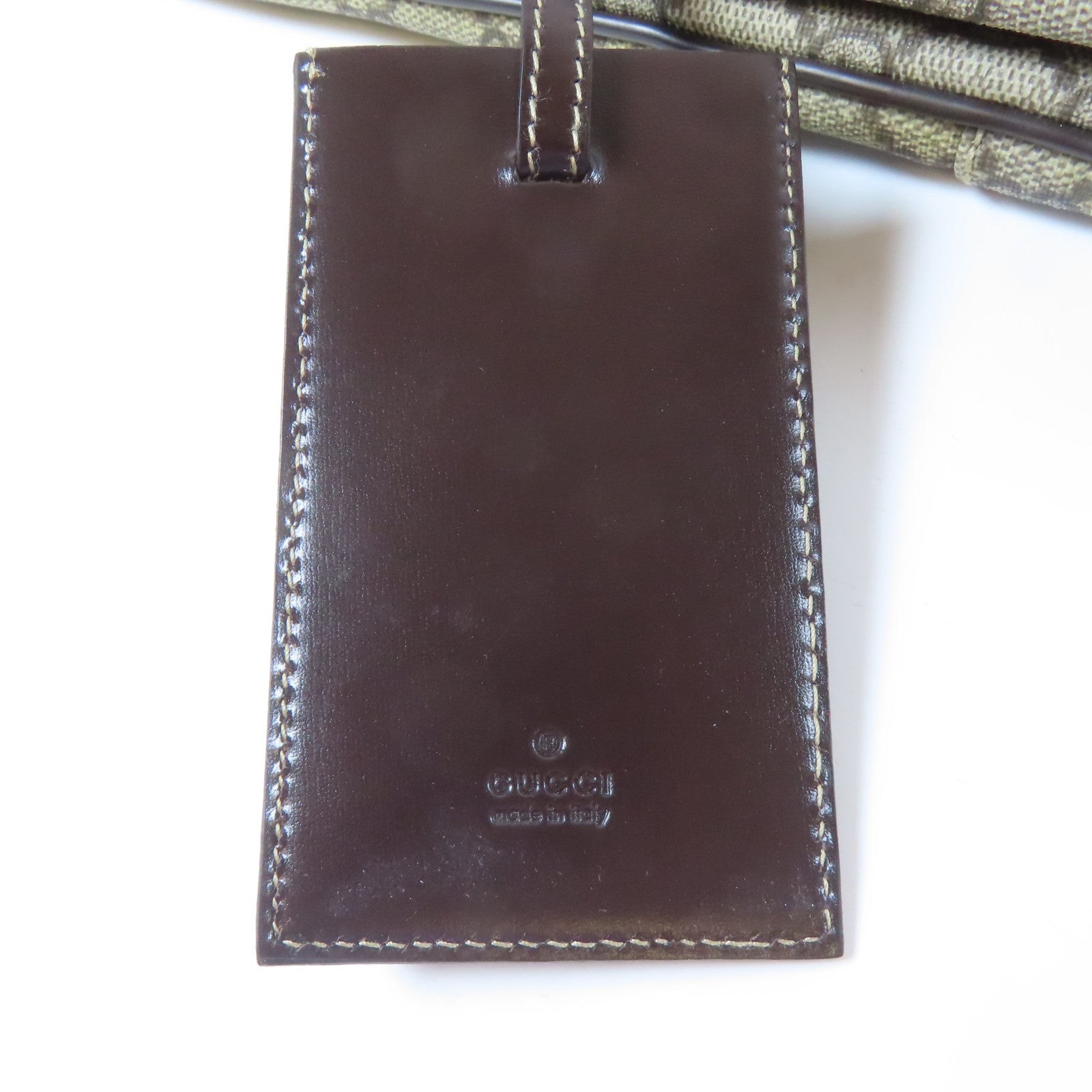 GUCCI 塗層帆布2 Way Shoulder銀扣手挽肩背兩用袋啡色