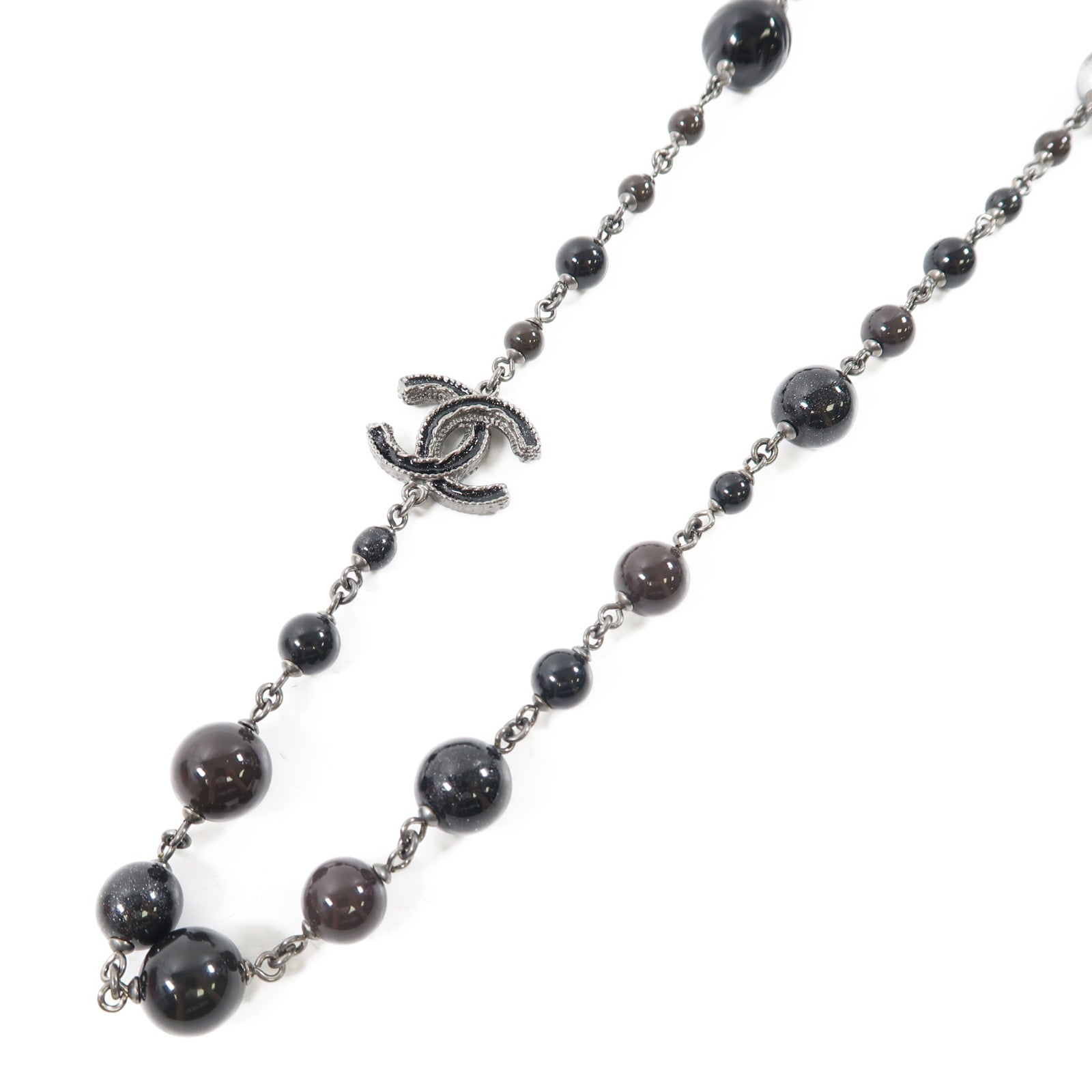 CHANEL 金屬Necklace項鍊黑色/銀色