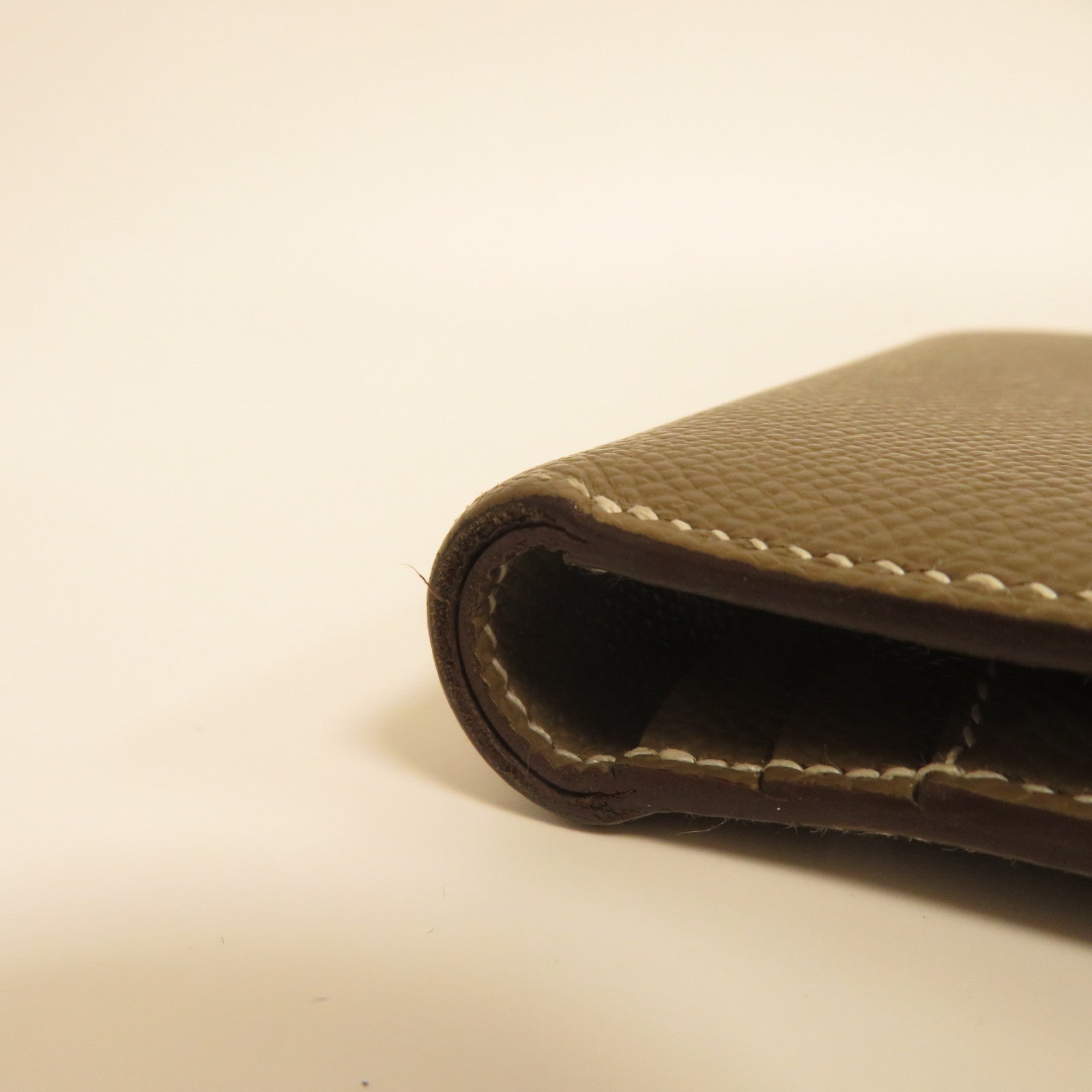 HERMES 【激減優惠】Epsom皮革Bearn Compact Wallet金扣錢包啡色
