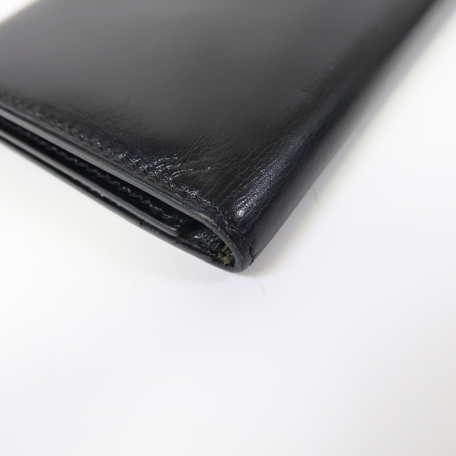 HERMES 皮革Bearn Tri-fold銀扣長錢包黑色