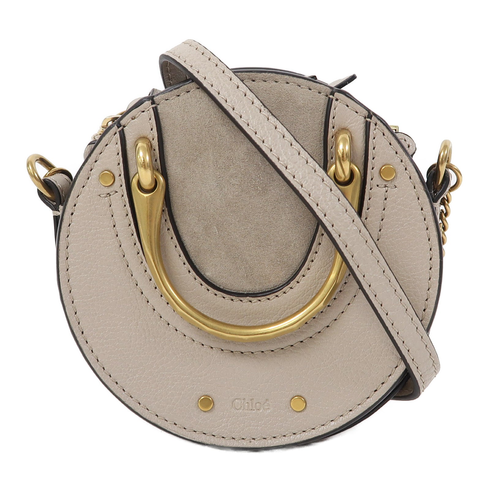 Chloe 牛皮皮革Mini Pixie Deals金扣鏈帶肩背袋灰色