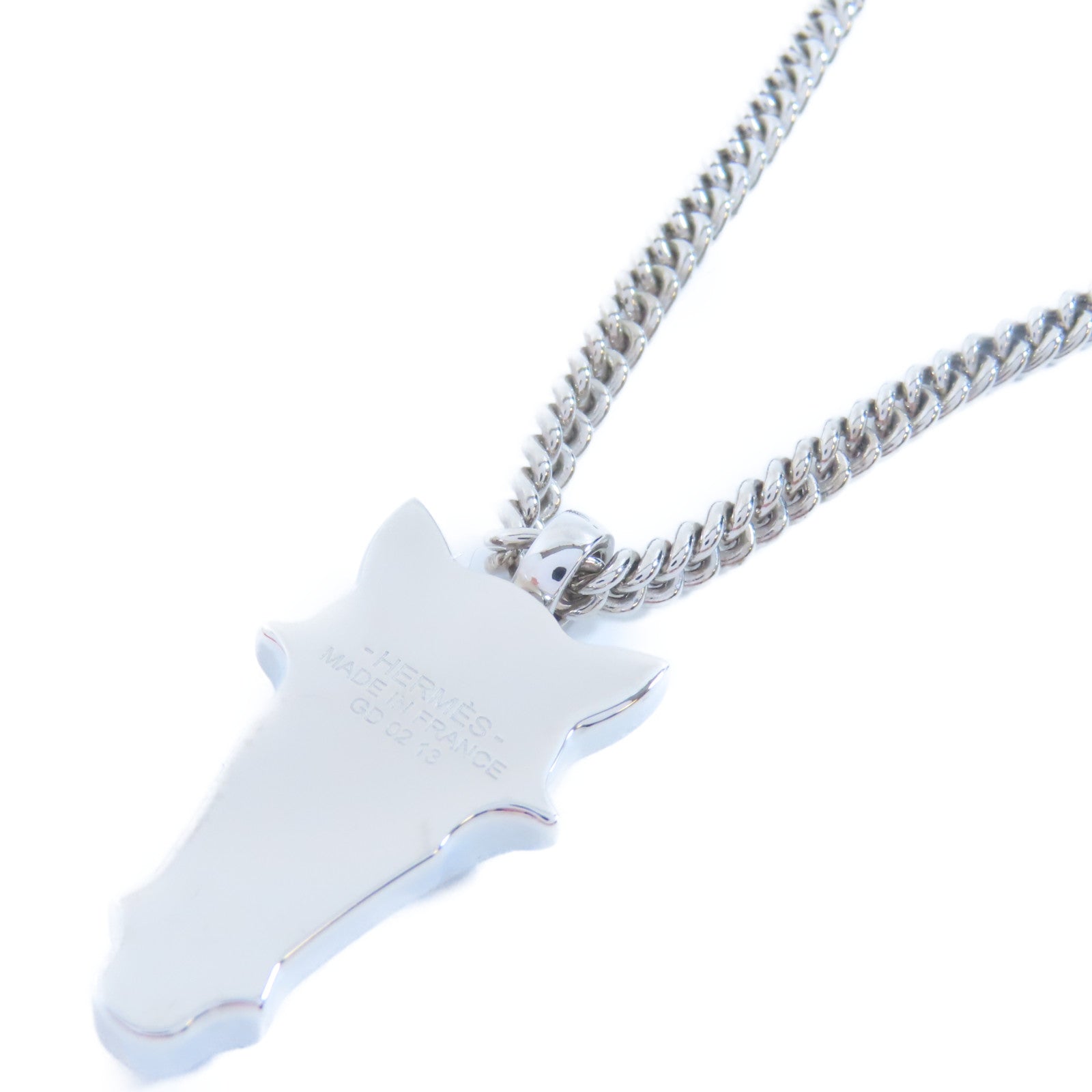 HERMES 金屬Destrier Necklace項鍊銀色