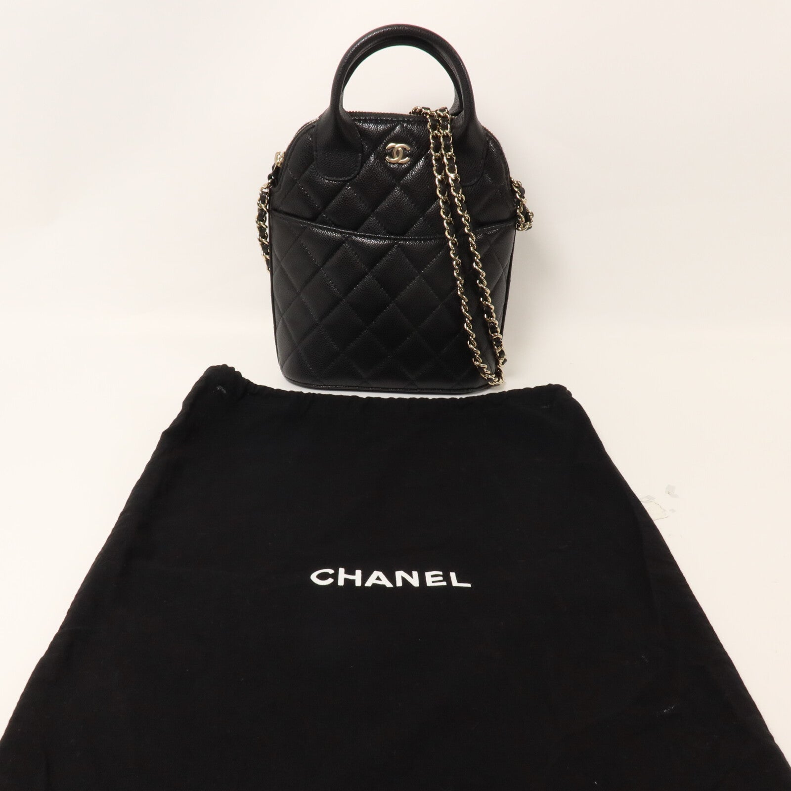 CHANEL 牛皮皮革Top Handle Clutch Bag鏈帶手挽肩背兩用袋
