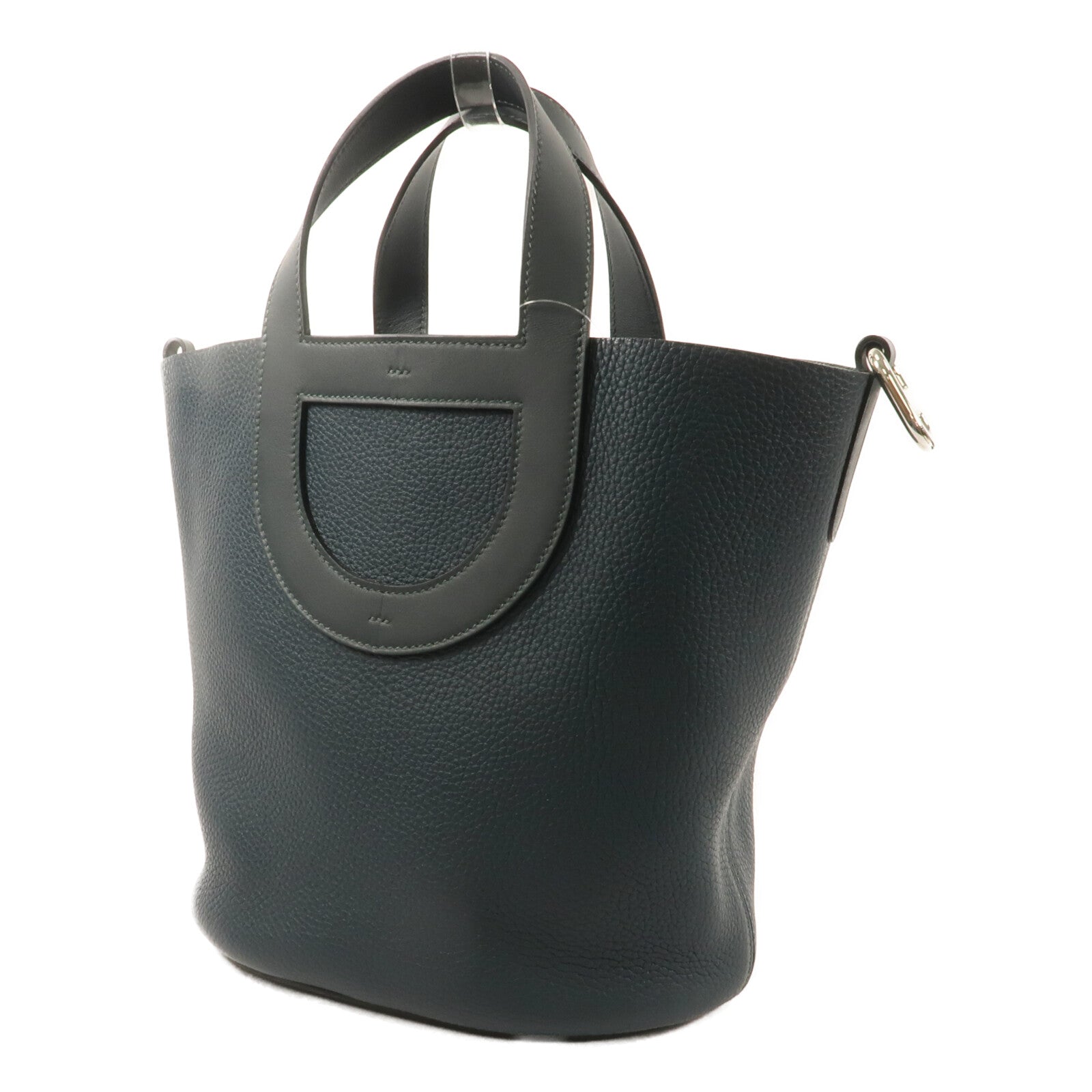 HERMES Clemence皮革In The Loop 23手挽袋Vert Cypres