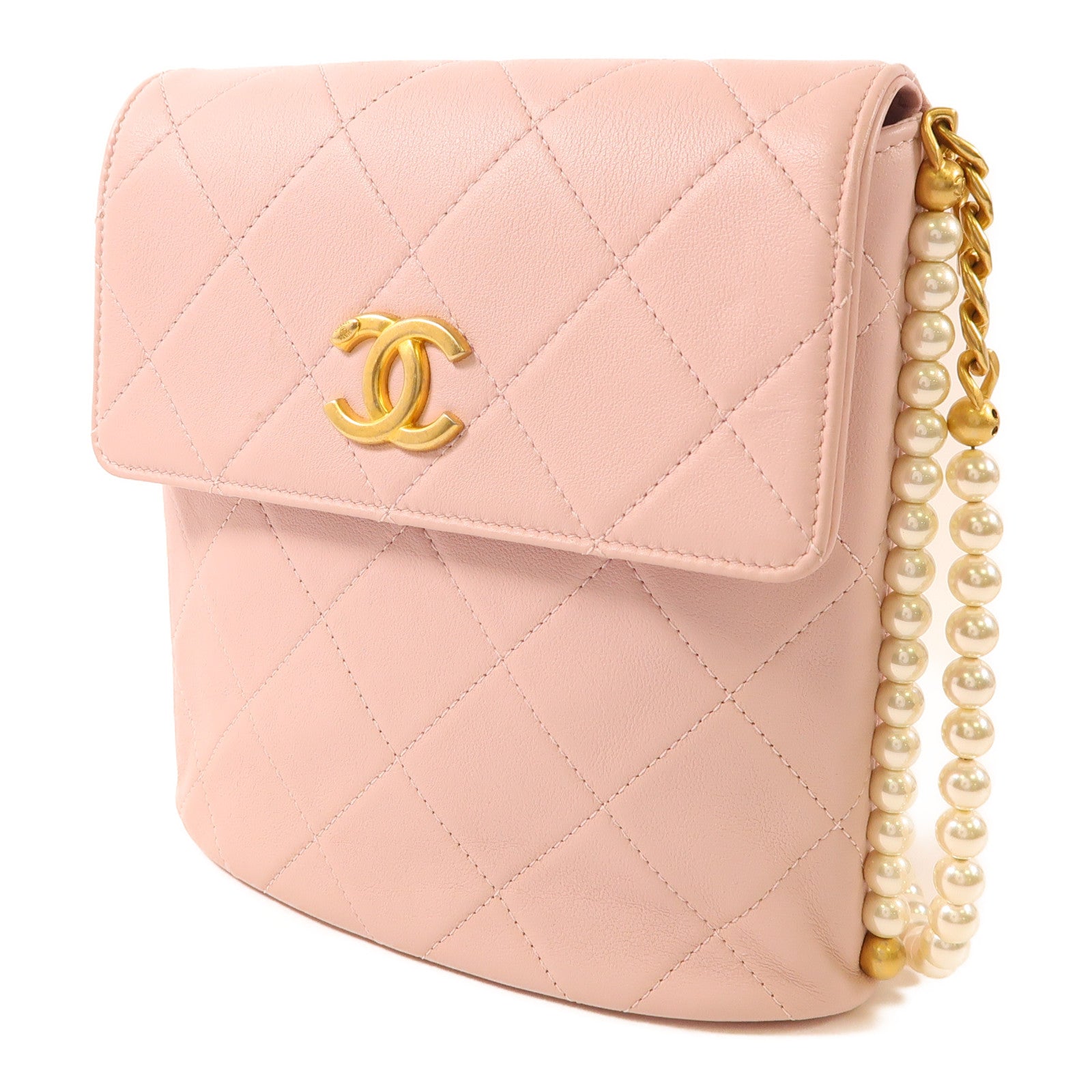CHANEL 羊皮皮革Chain Shoulder金扣鏈帶肩背袋