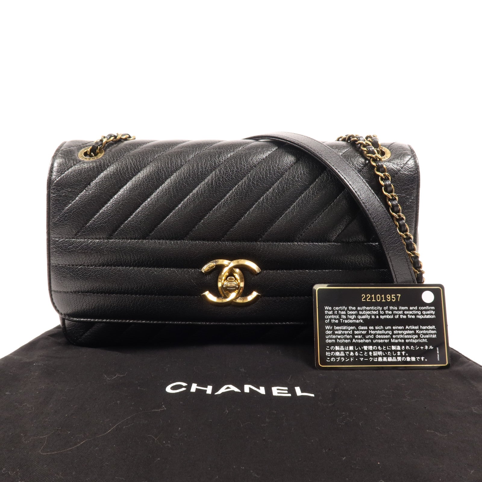 CHANEL 牛皮皮革Coco Mark Quilted Flap金扣鏈帶肩背袋
