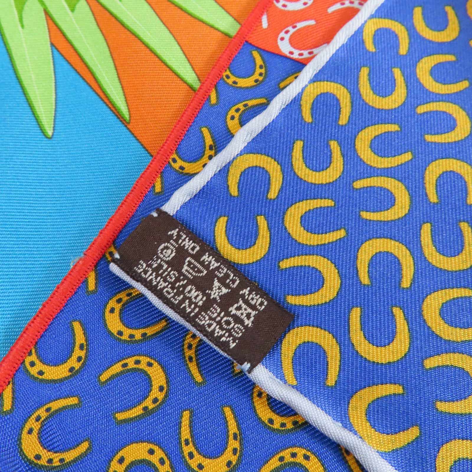 HERMES 絲質90x90 Scarf絲巾橙色/藍色/彩色