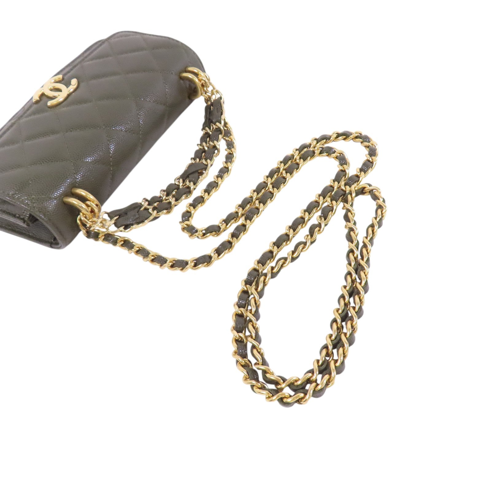 CHANEL 牛皮皮革Coco First WOC金扣鏈帶肩背袋