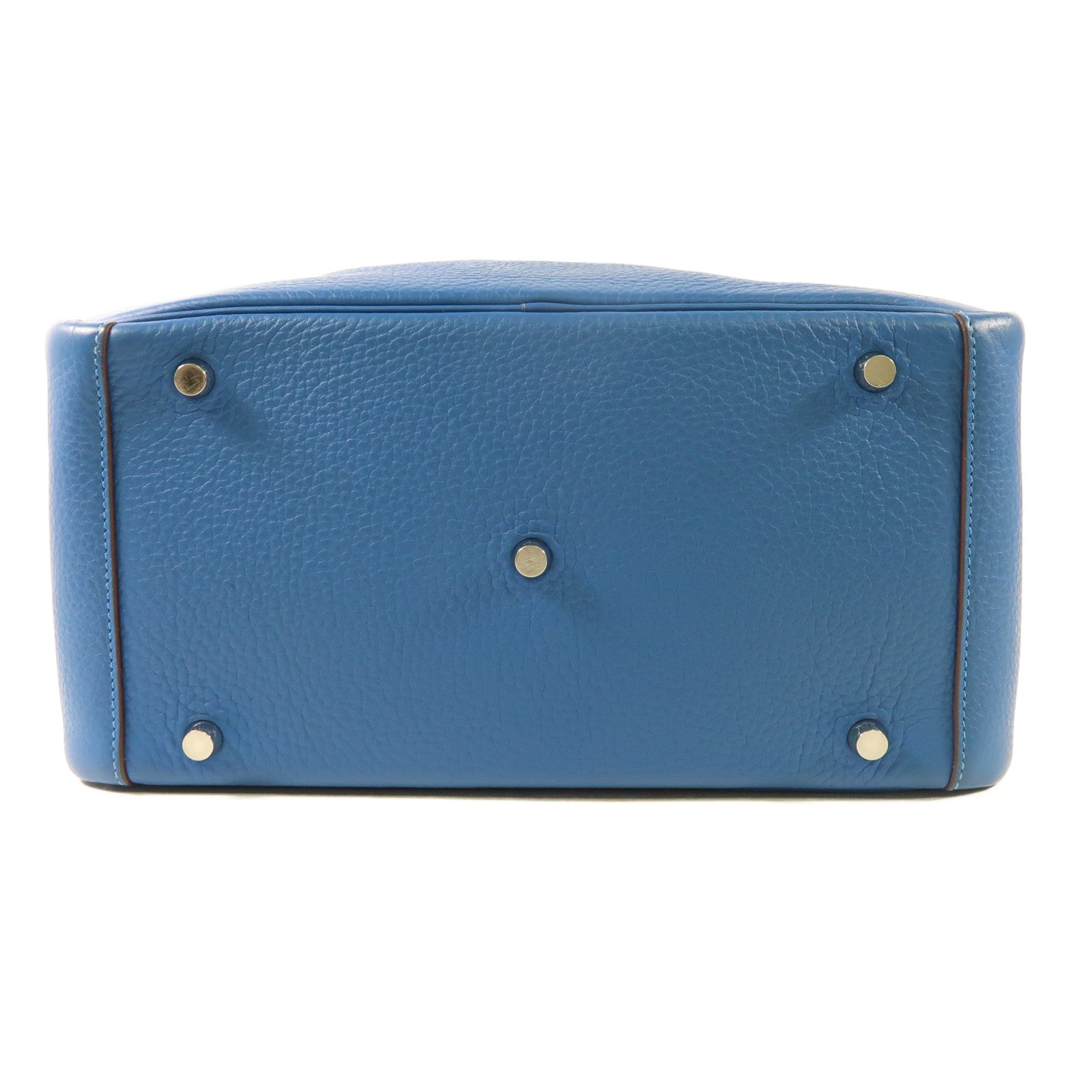 HERMES Togo皮革Lindy 30銀扣手挽肩背兩用袋Bleu Izmir