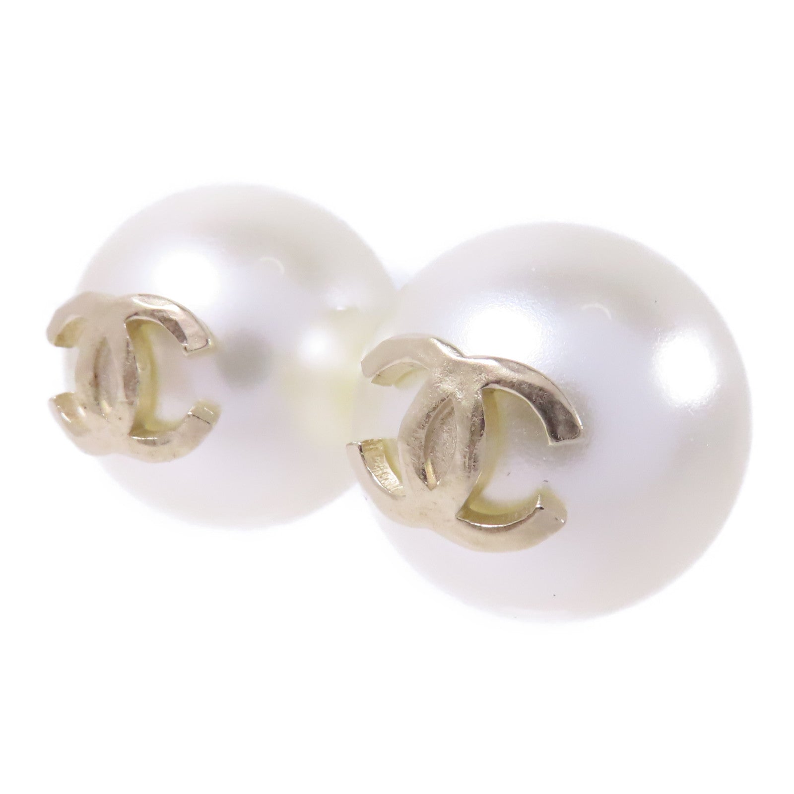 CHANEL PVC/金屬Earrings耳環白色/金色