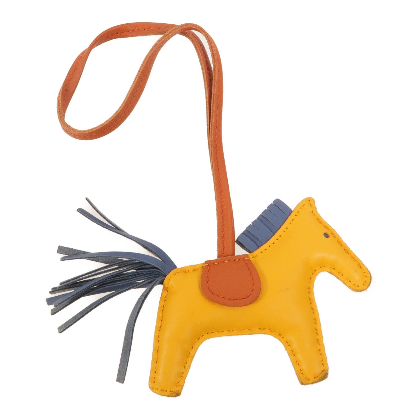 HERMES Milo/Swift皮革Rodeo PM掛飾Jaune d'Or/Agate