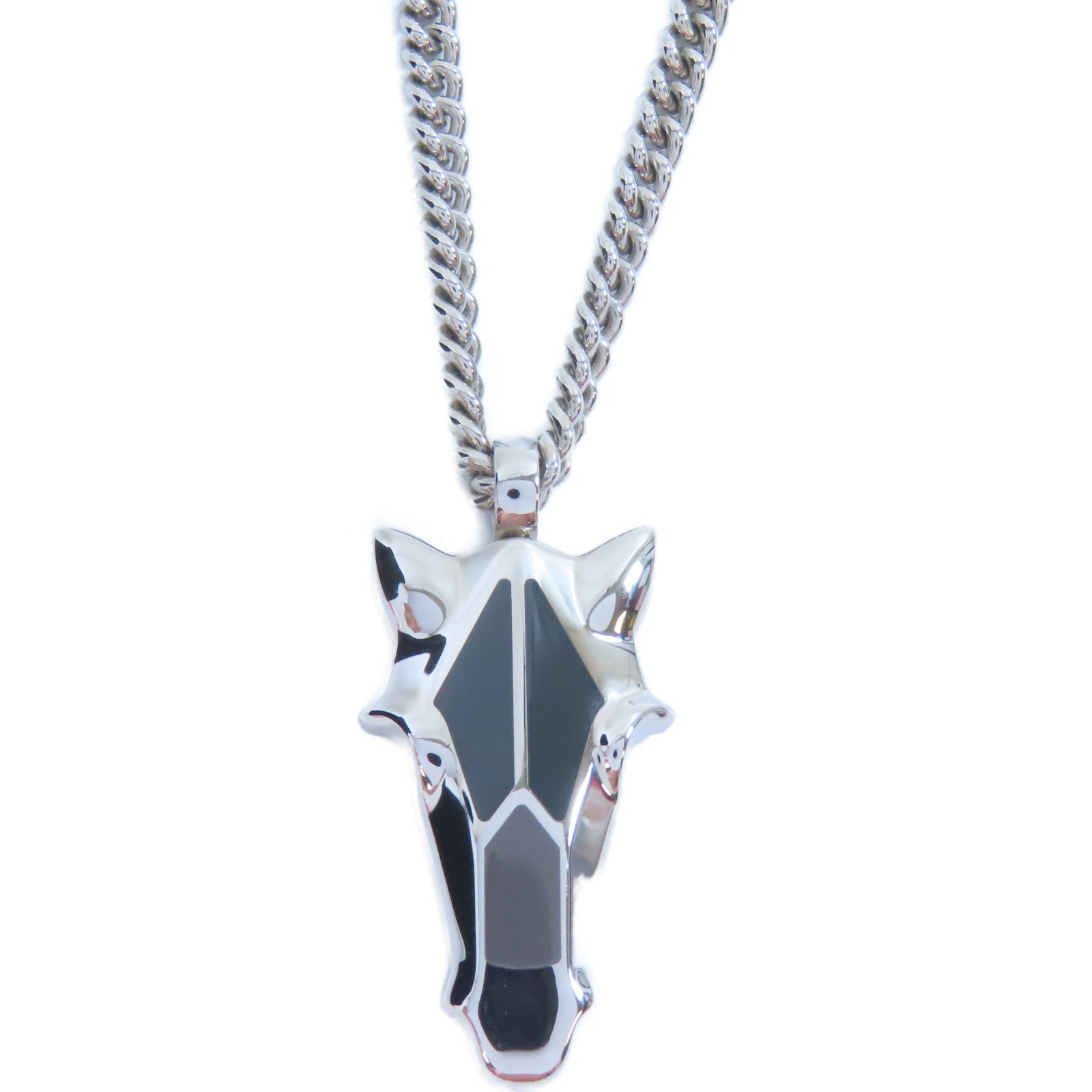 HERMES 金屬Destrier Necklace項鍊銀色