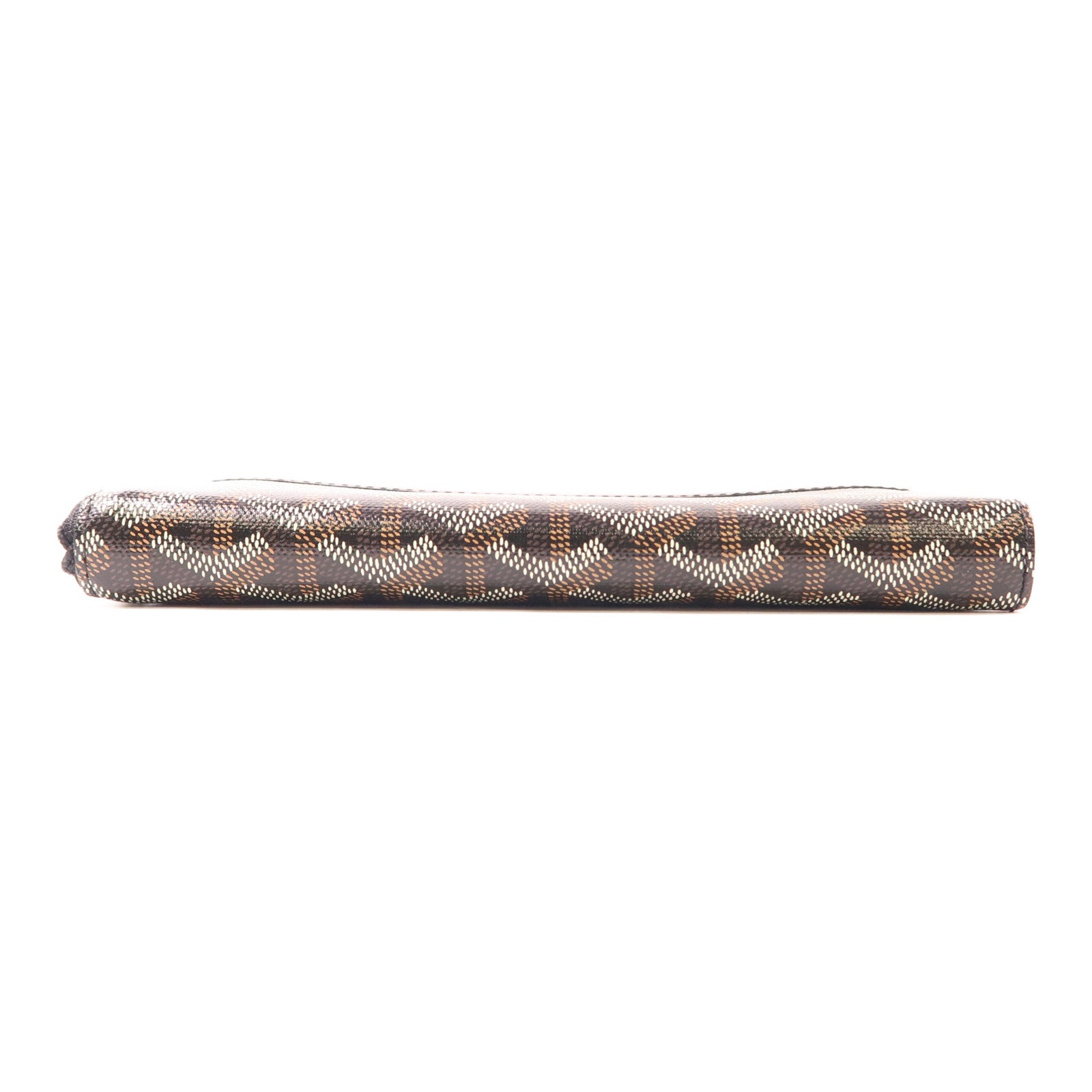 GOYARD 塗層帆布/皮革Matignon銀扣長錢包黑色