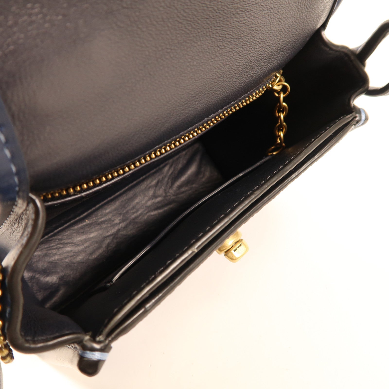 COACH 塗層帆布/牛皮皮革2 way Shoulder金扣肩背袋