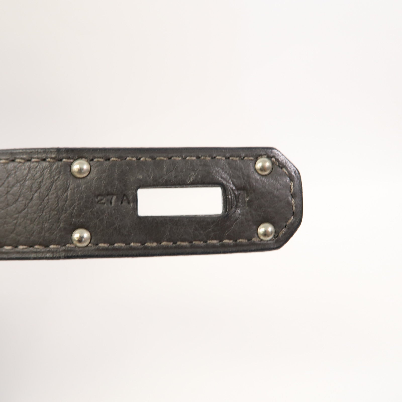 HERMES Clemence皮革Shoulder Birkin銀扣肩背袋灰色
