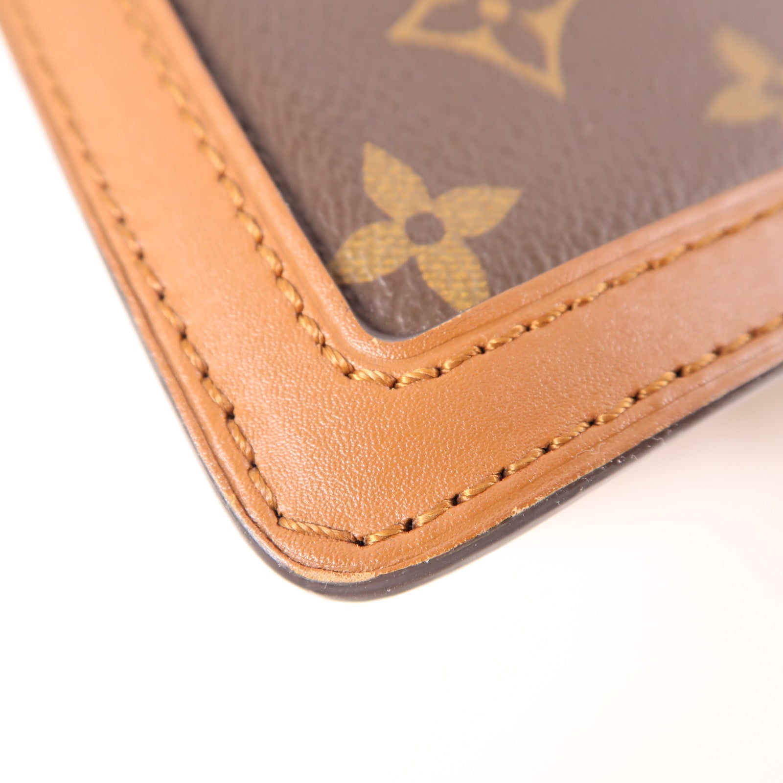 LOUIS VUITTON Monogram/Monogram Reverse Dauphine MM金扣手挽肩背兩用袋棕色