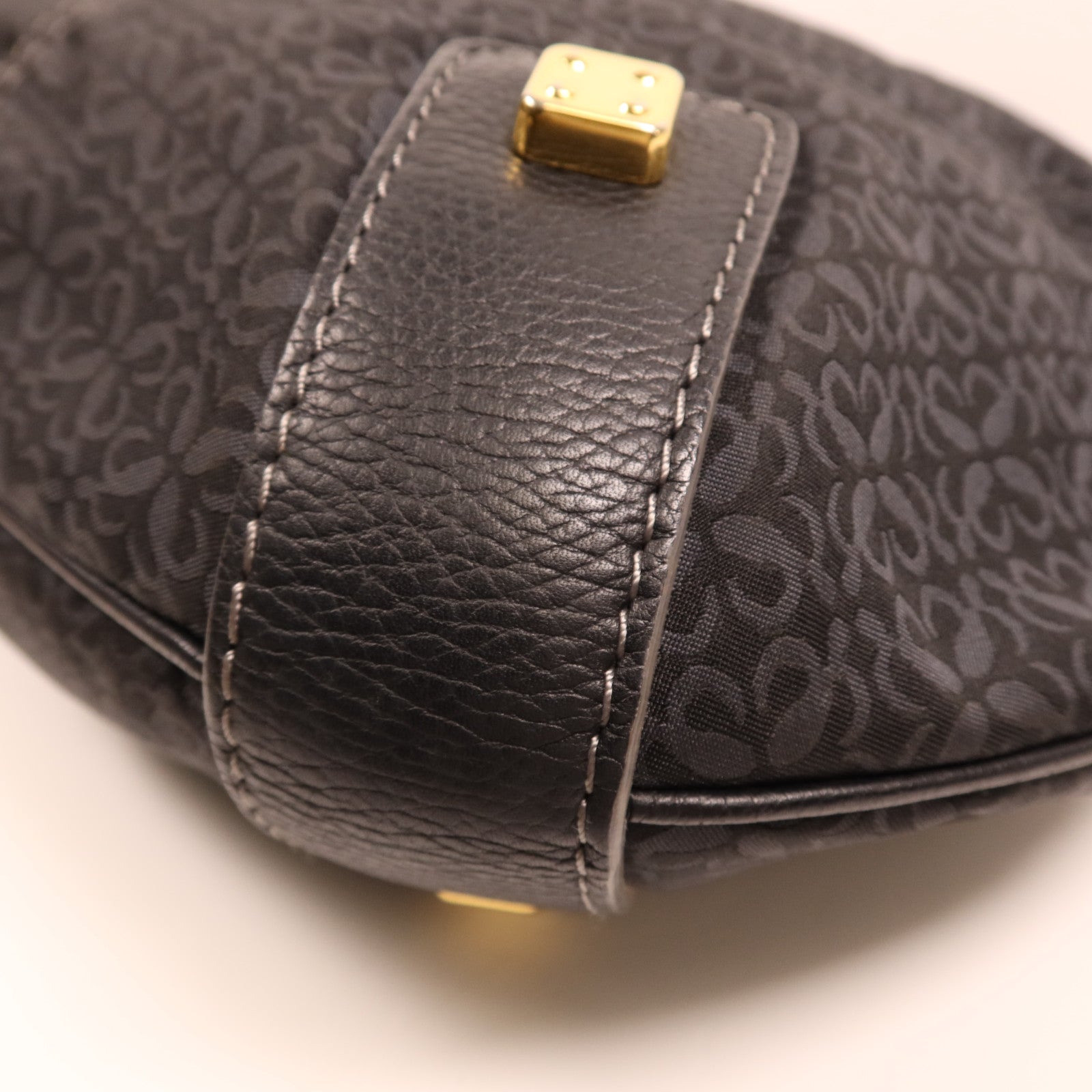 LOEWE 帆布/牛皮皮革Vintage Shoulder Bag金扣肩背袋