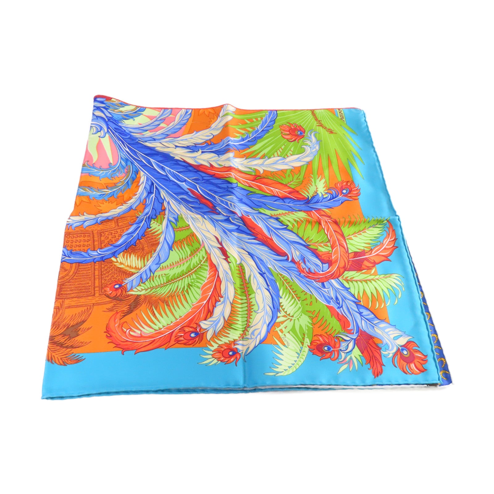 HERMES 絲質90x90 Scarf絲巾橙色/藍色/彩色